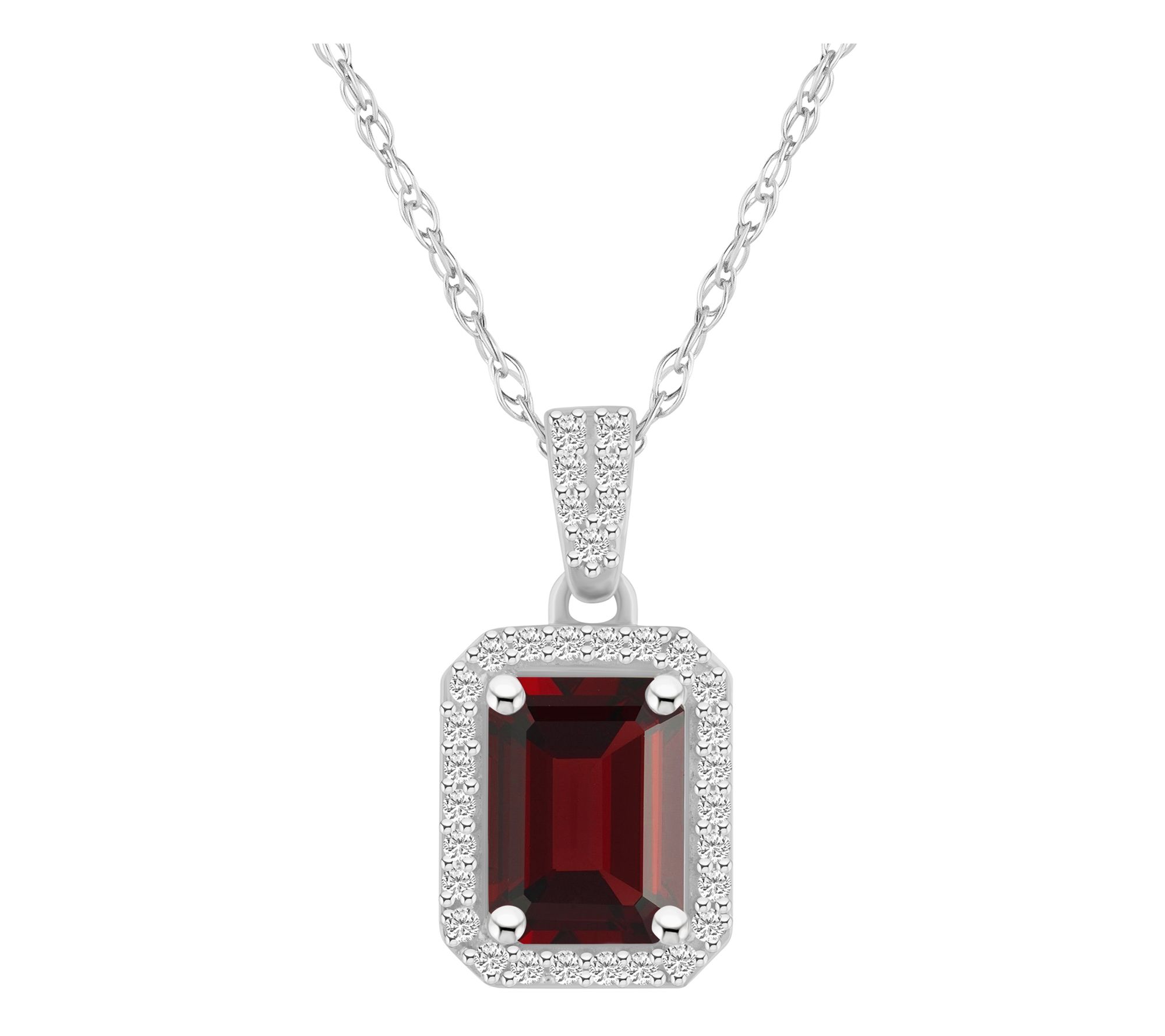 Affinity Gems Emerald Cut Gemstone Pendant w/ Chain, 10K