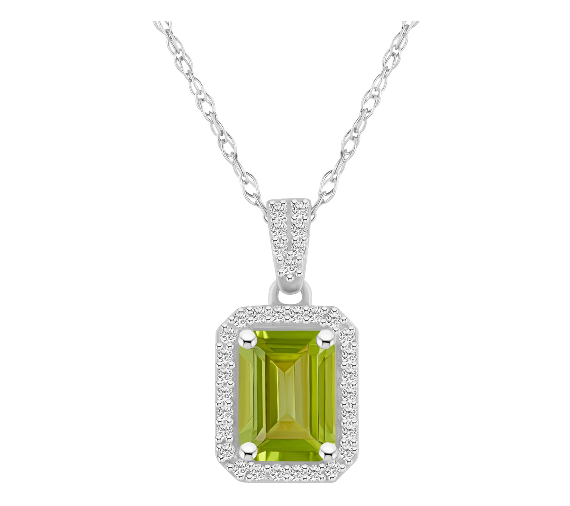 Affinity Gems Emerald Cut Gemstone Pendant w/ Chain, 10K