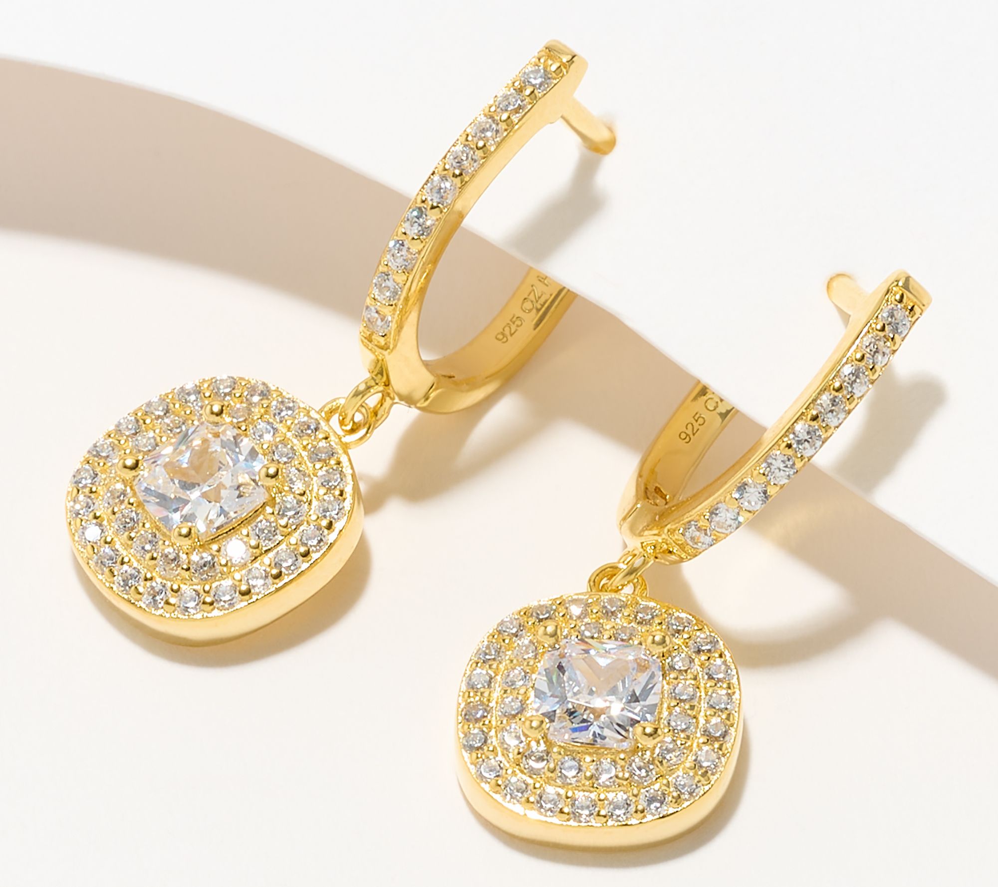 Diamonique Classics Leverback Earrings, Sterling Silver