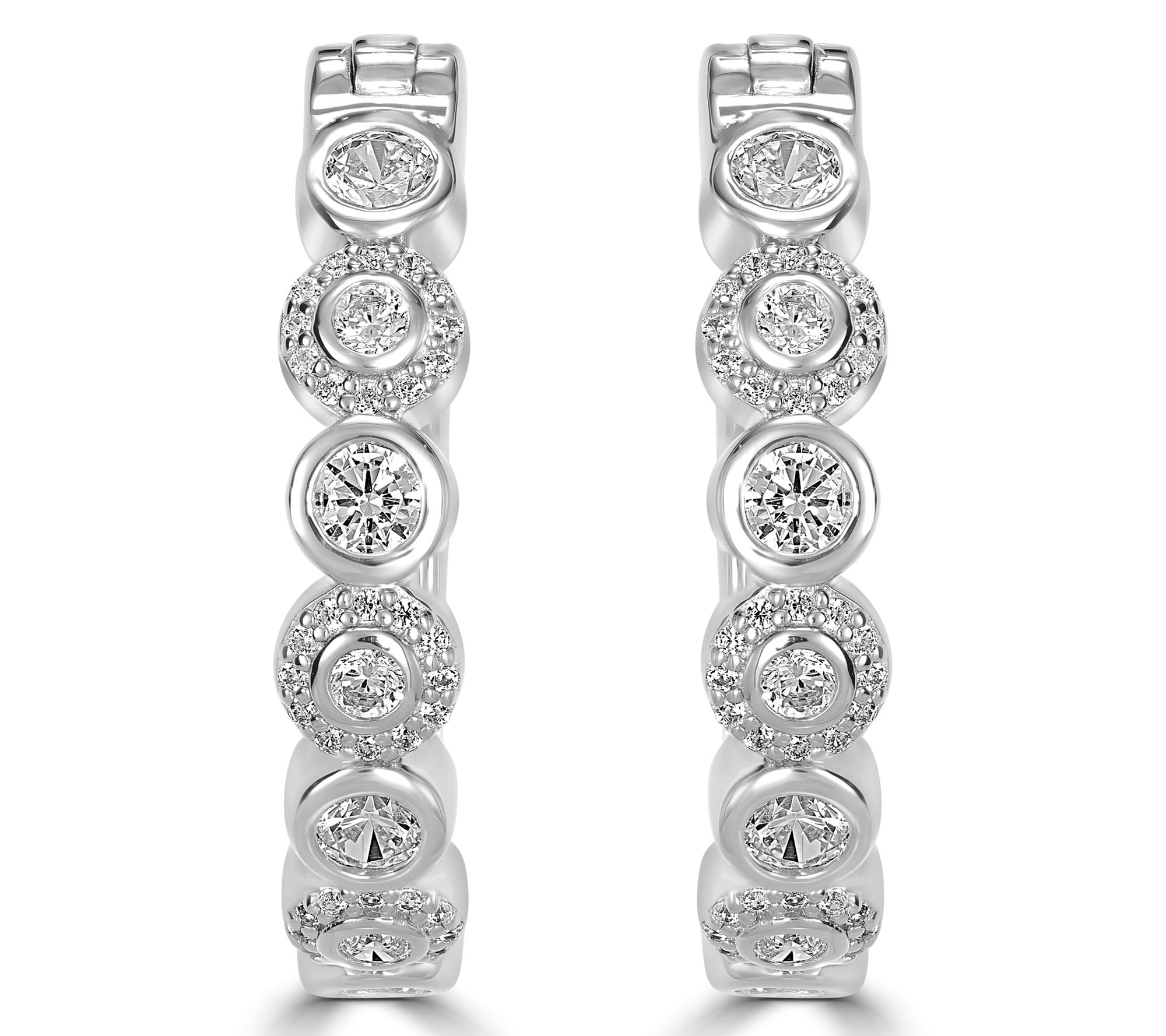 Diamonique x Kathy Levine 1.15 cttw Hoop Earrings, Sterling