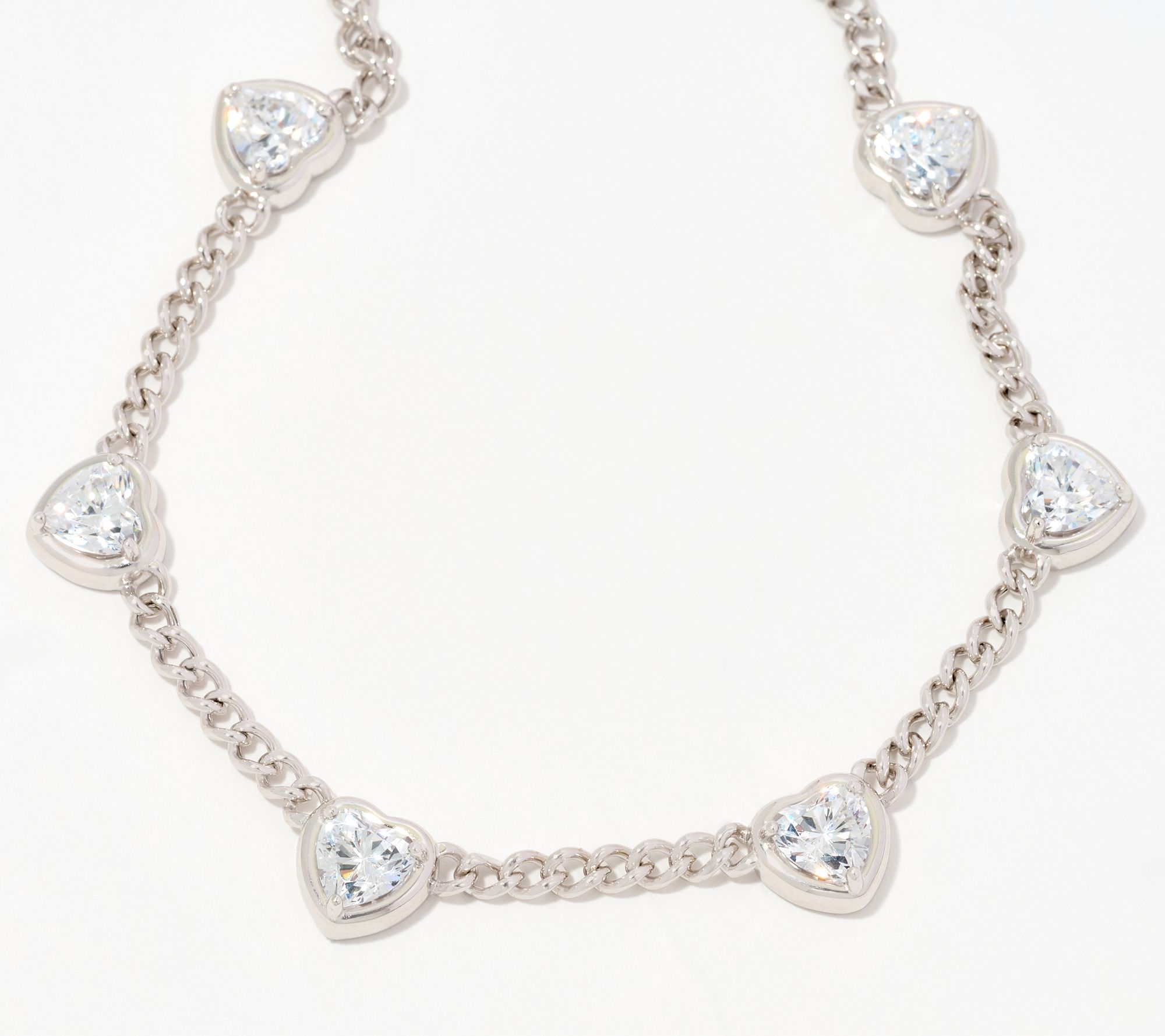 "As Is" Diamonique x Jennifer Miller Heart Station Necklace, SS