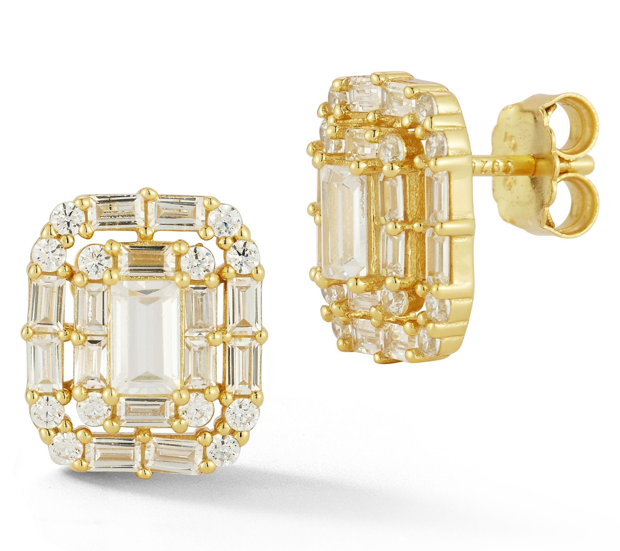 Rachel Zoe Pave Baguette Stud Earrings, Sterling Silver