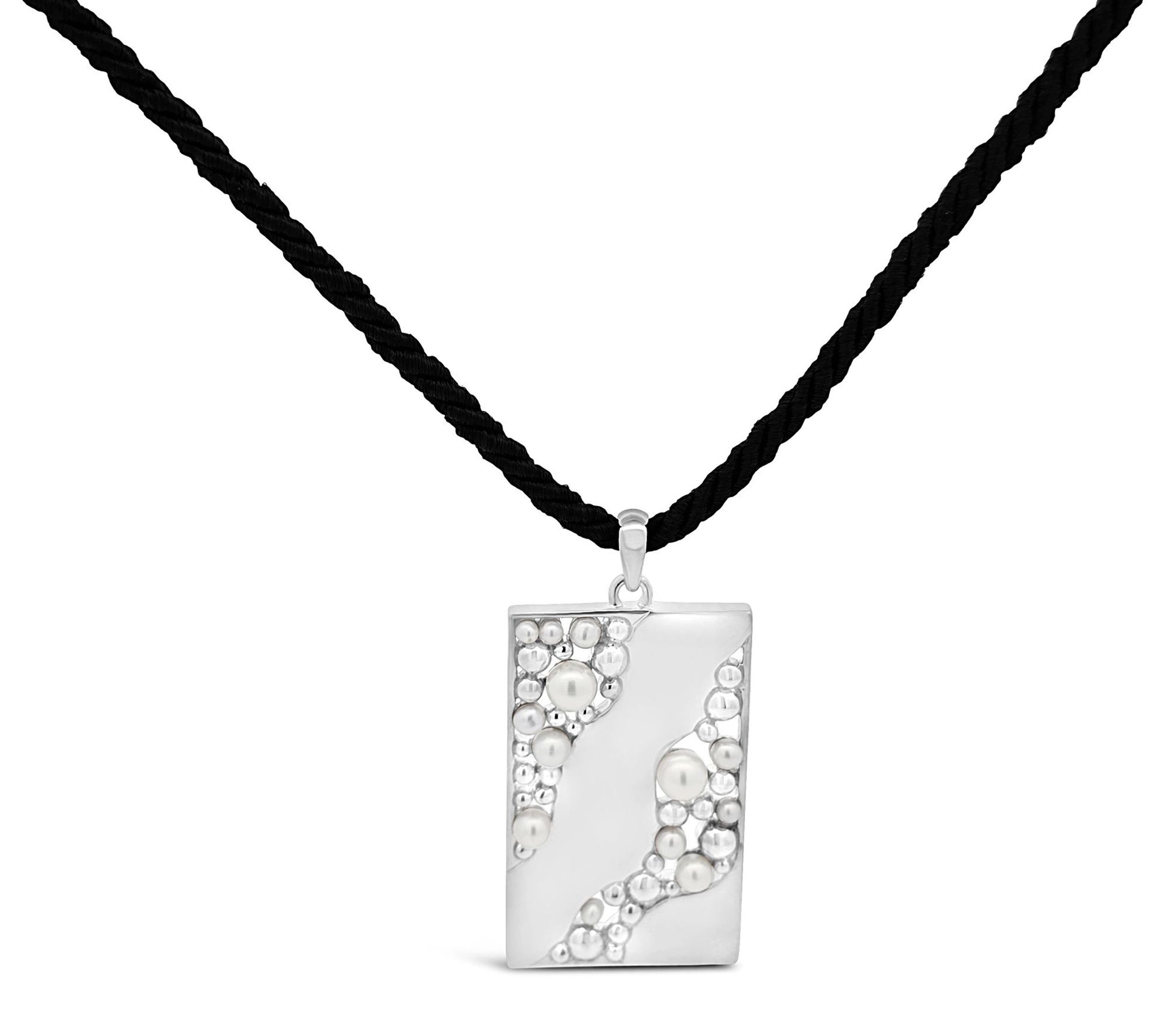 Elyse Ryan Sterling Cultured Pearl Mosaic Pendant on Cord