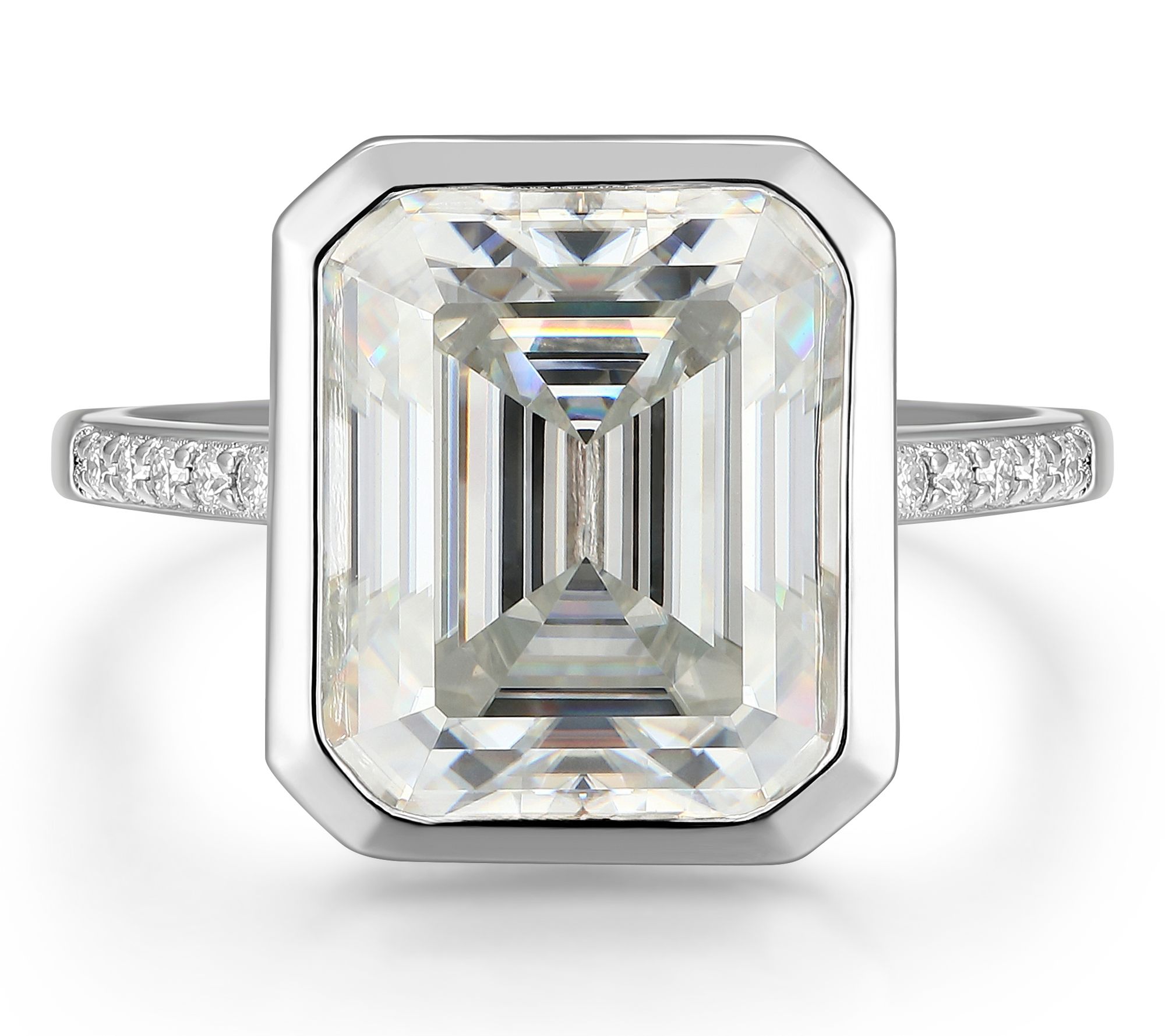 Moissanite 6.25 cttw Bezel Set Cocktail Ring, Sterling Silver