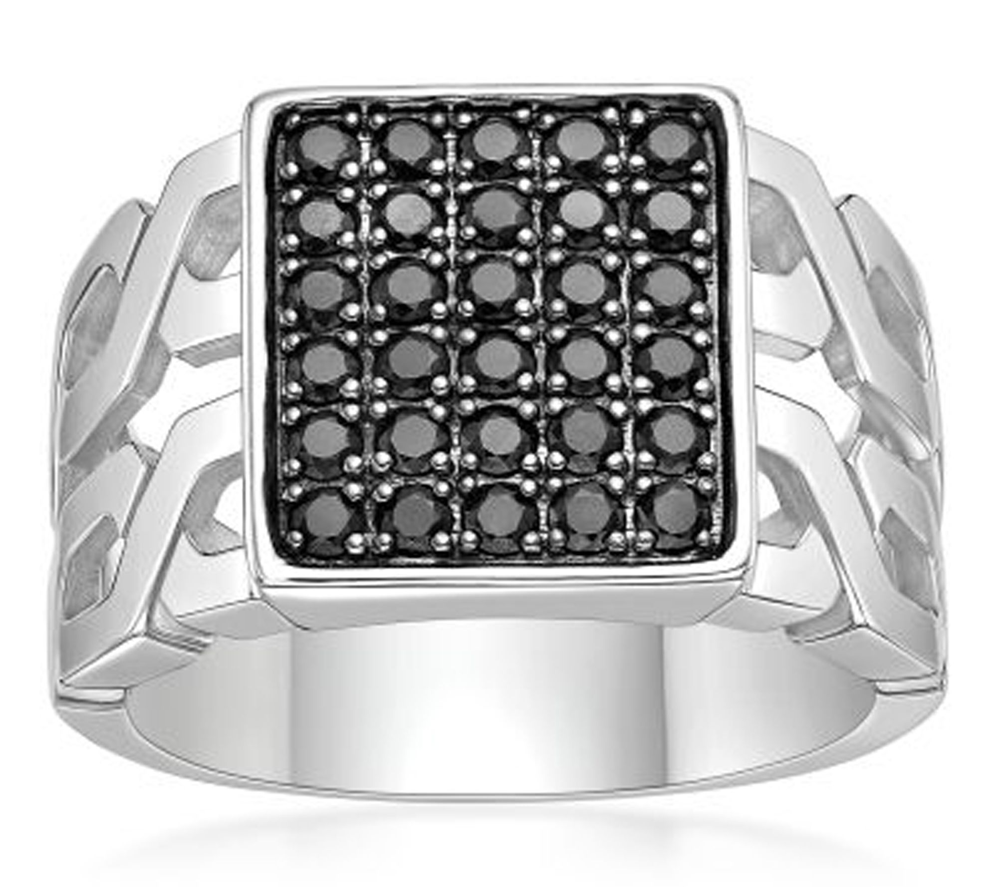 LYNX Men's Sterling Silver Black Spinel Ring