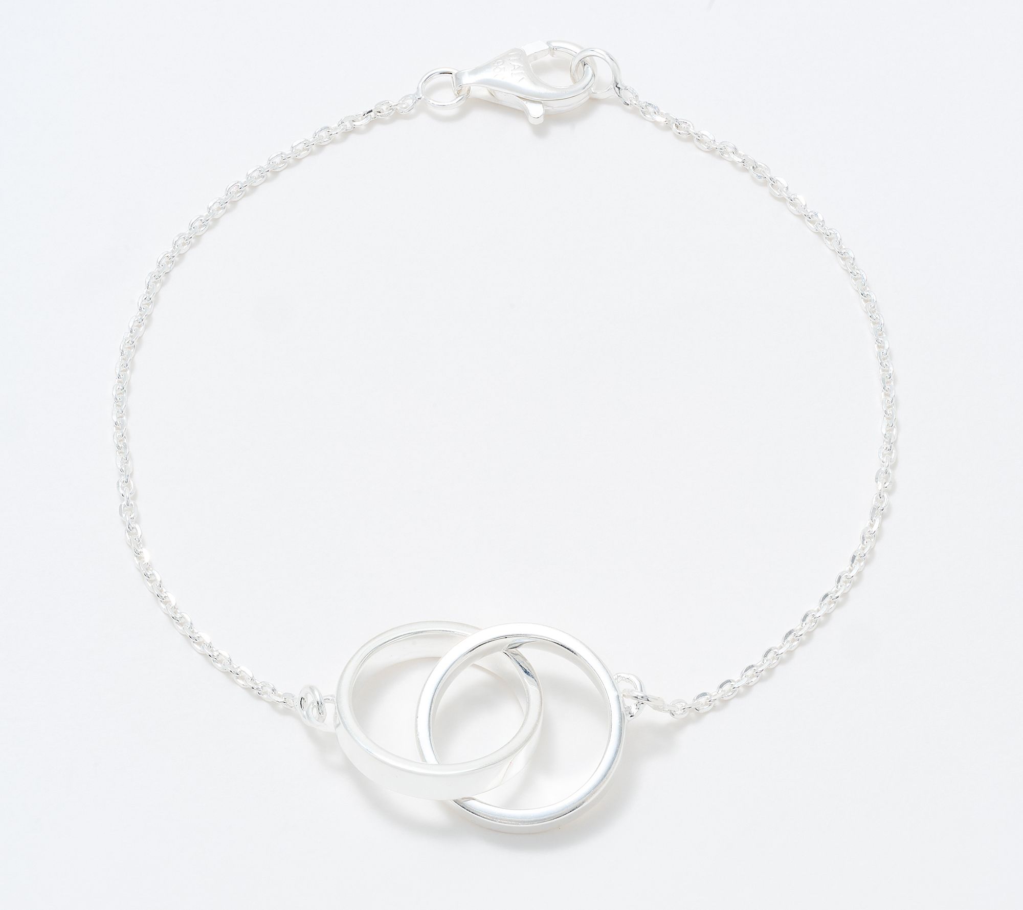 UltraFine 950 Silver Interlocking Diamond Cut Circle Bracelet