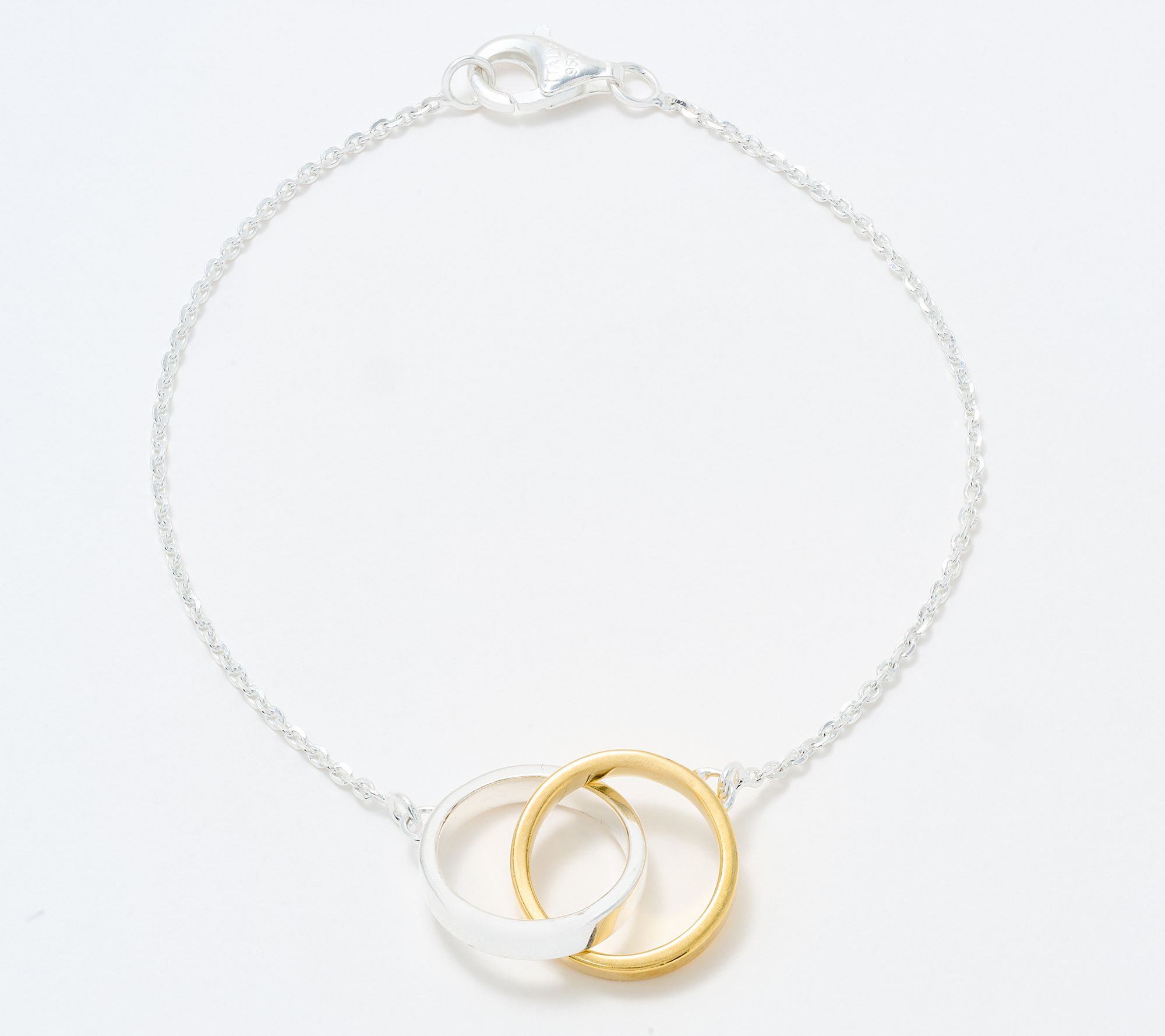 UltraFine 950 Silver Interlocking Diamond Cut Circle Bracelet