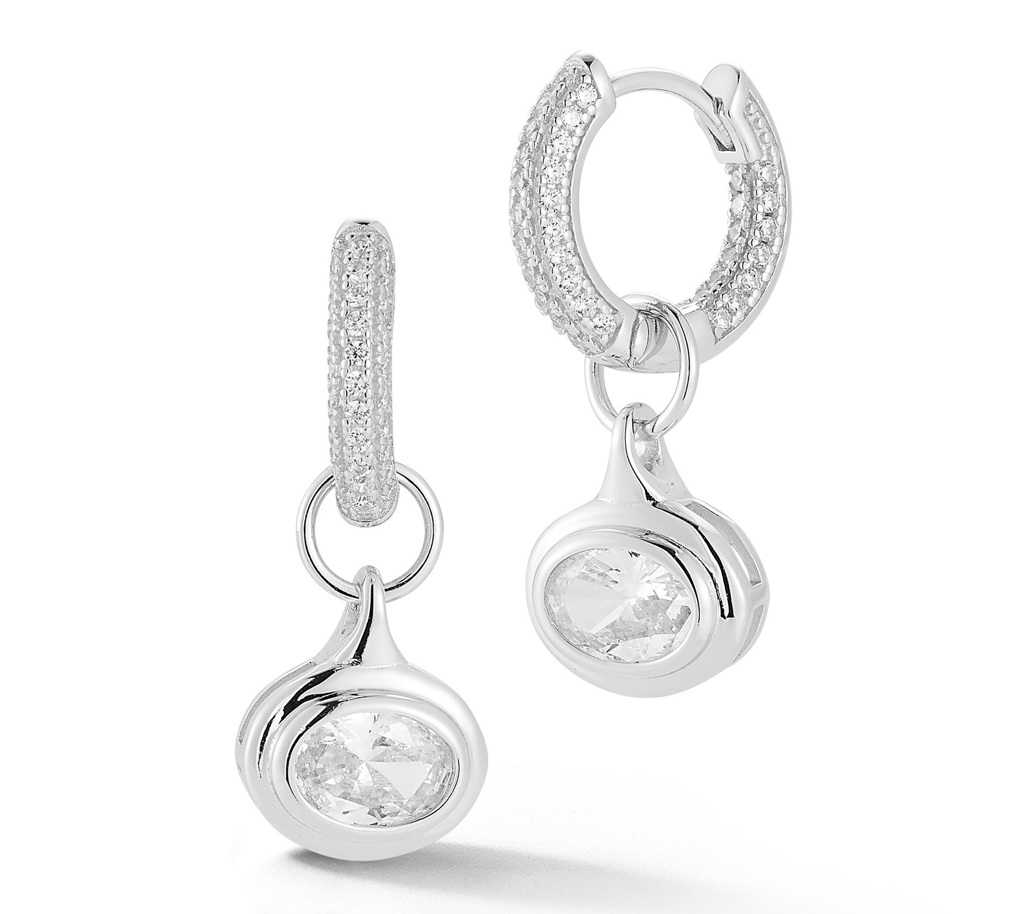 Sterlina Silver Oval-Cut Charm Huggie Hoop Earrings, Sterling