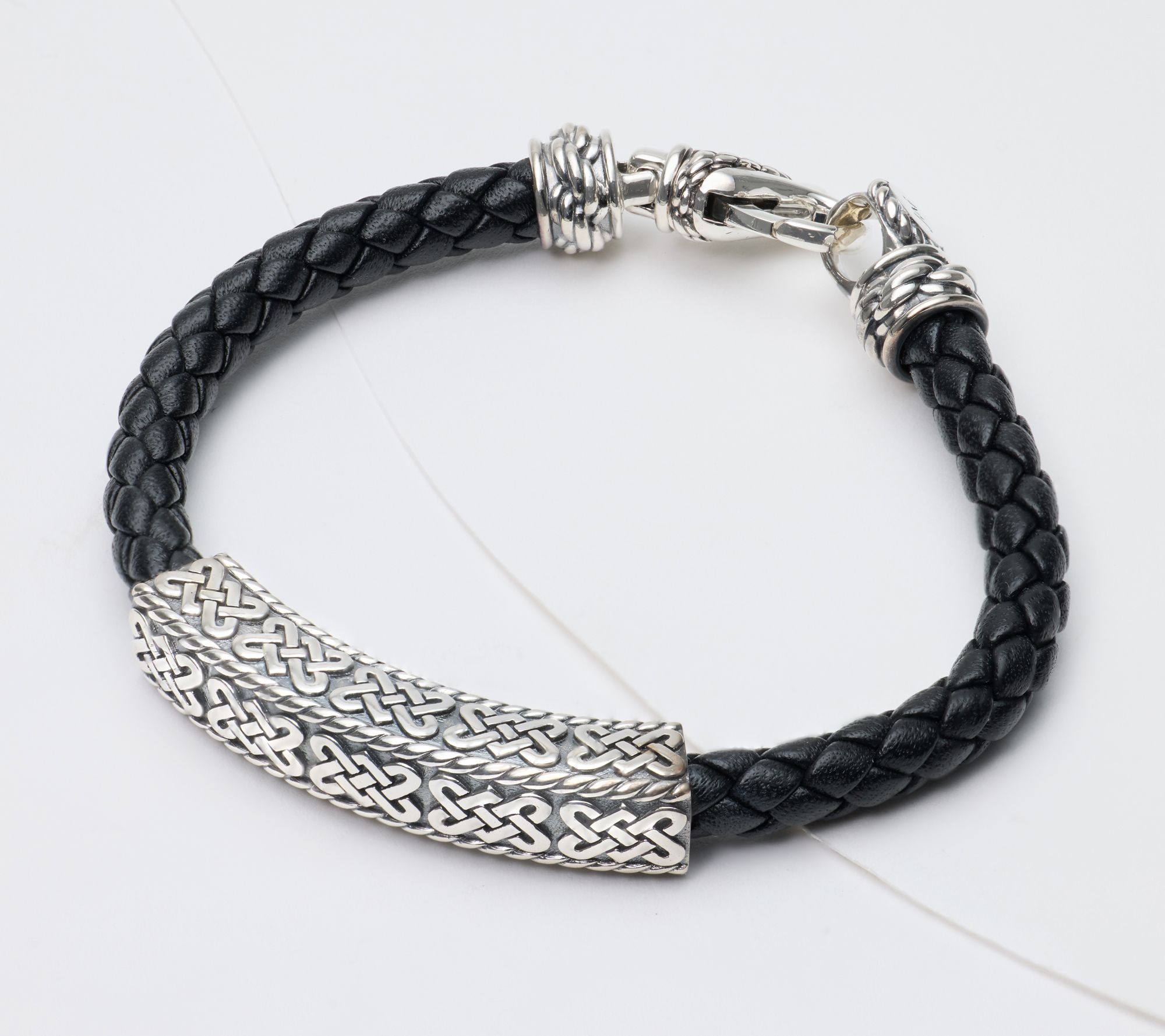 JAI Ireland Sterling Silver Sailor's Knot Station Leather Bracelet