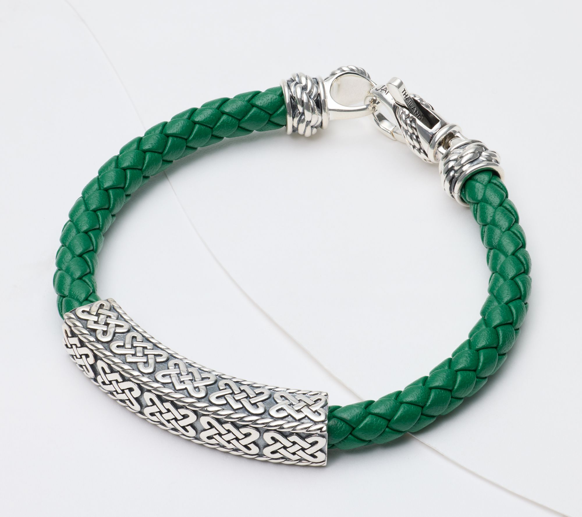 JAI Ireland Sterling Silver Sailor's Knot Station Leather Bracelet