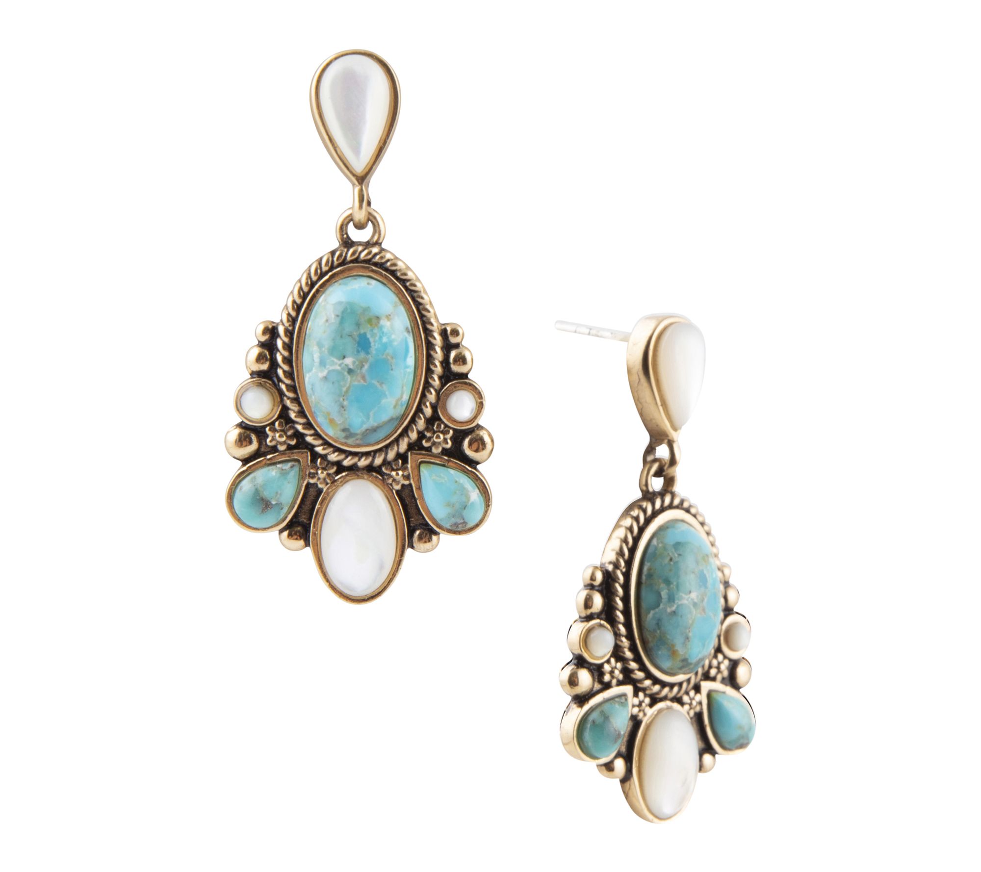 Barse Artisan Crafted Turquoise & Mother of Pearl Earrings