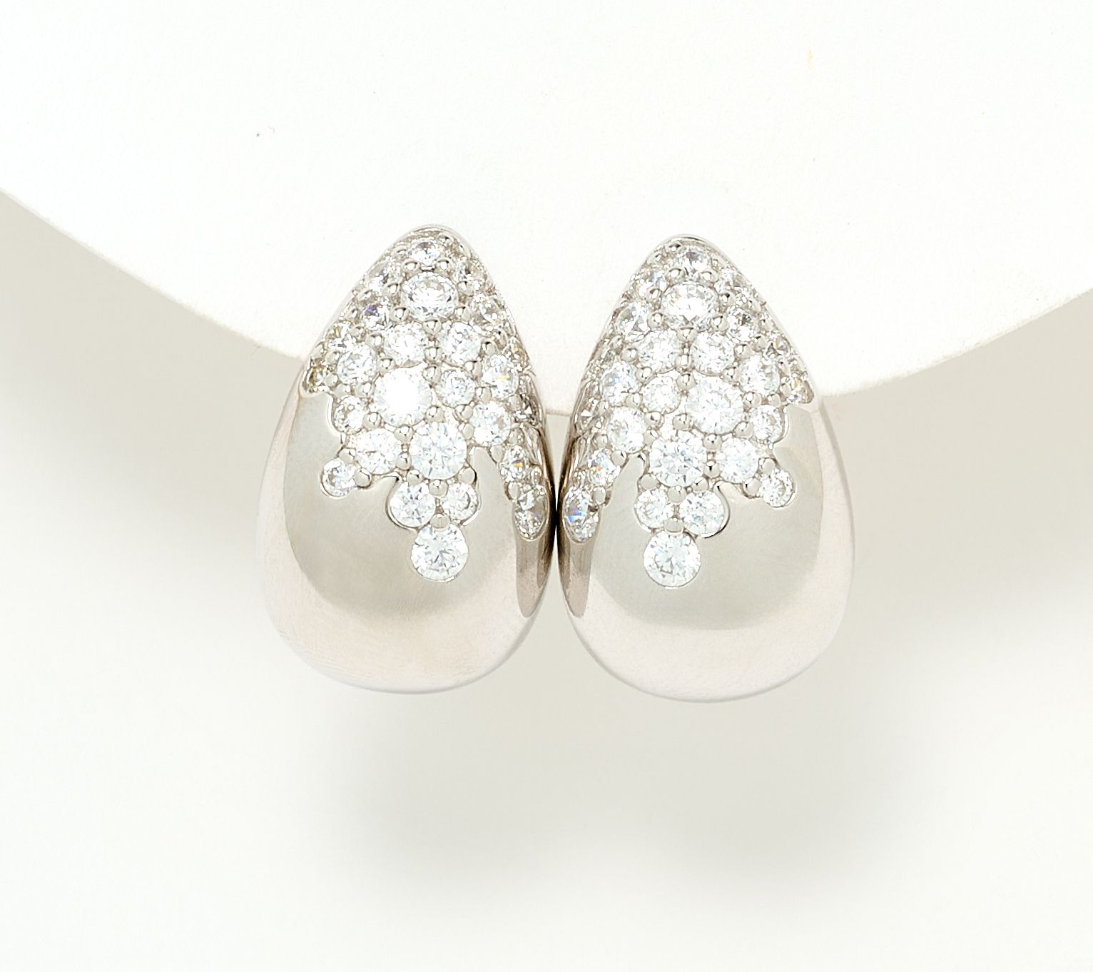 Diamonique x Jennifer Miller Pear Teardrop Shaped Earrings Sterling Silver