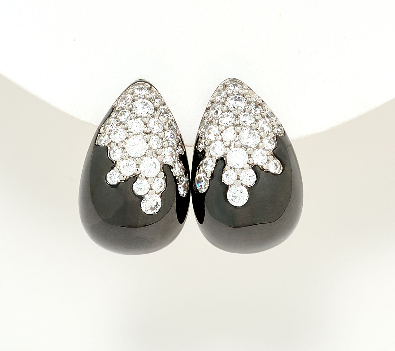 Diamonique x Jennifer Miller Pear Teardrop Shaped Earrings Sterling Silver