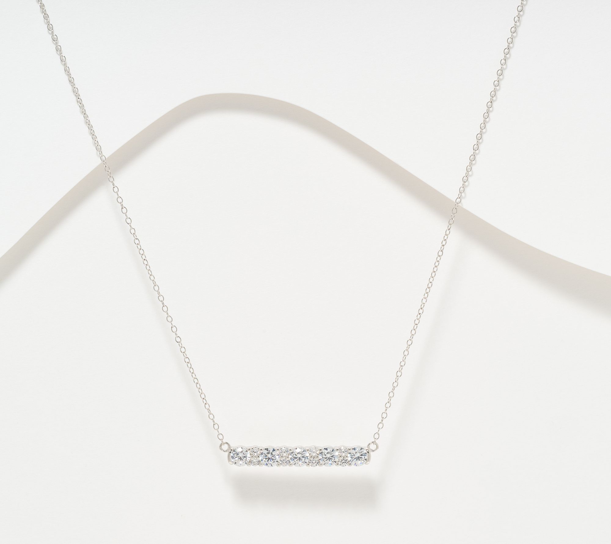 "As Is" Diamonique Classics Multi- Stone Bar Necklace, Sterl