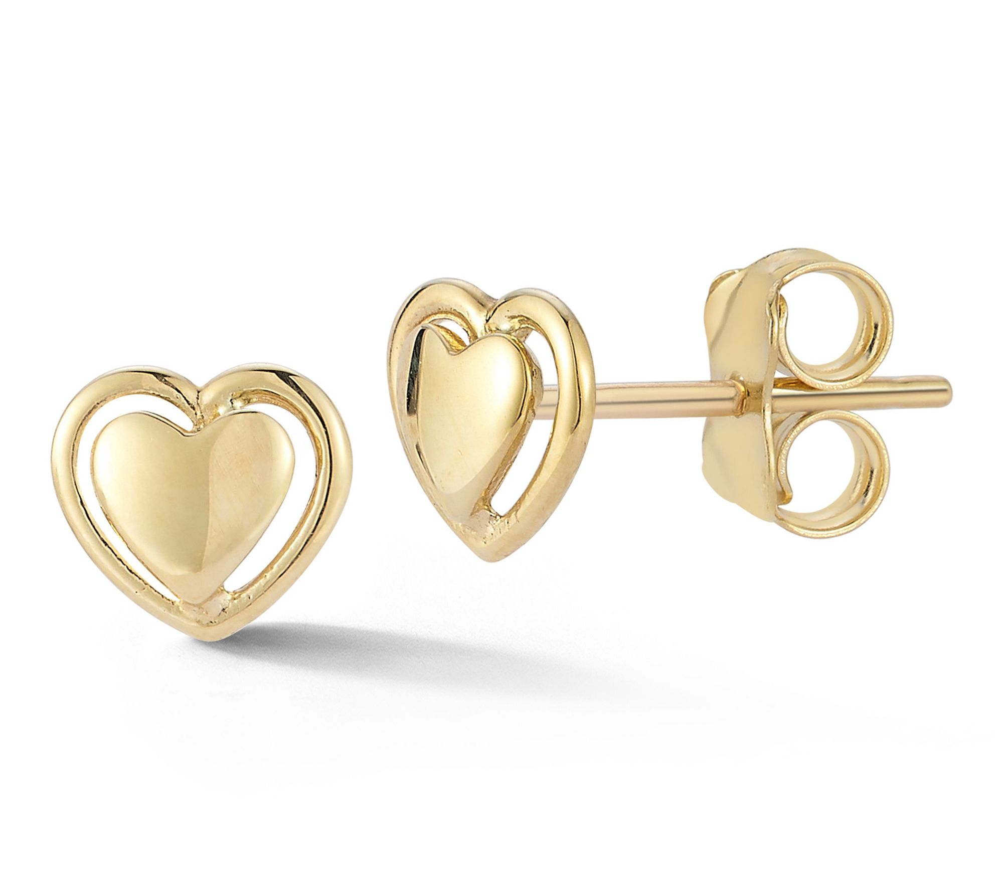 Luminosa Gold Heart Stud Earrings, 14K