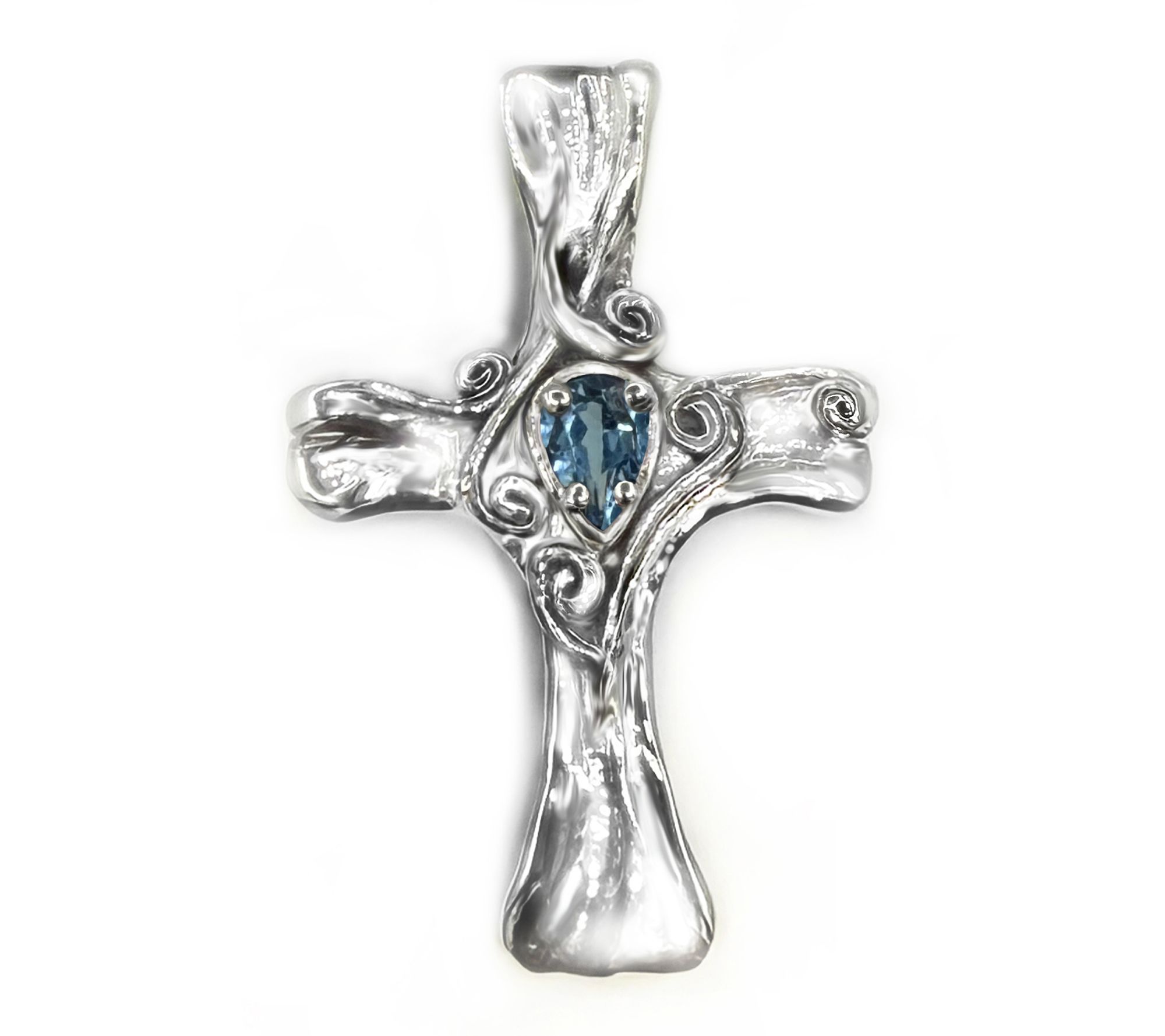 Hagit Sterling Silver Gemstone 'Embroidered' Cross Pendant