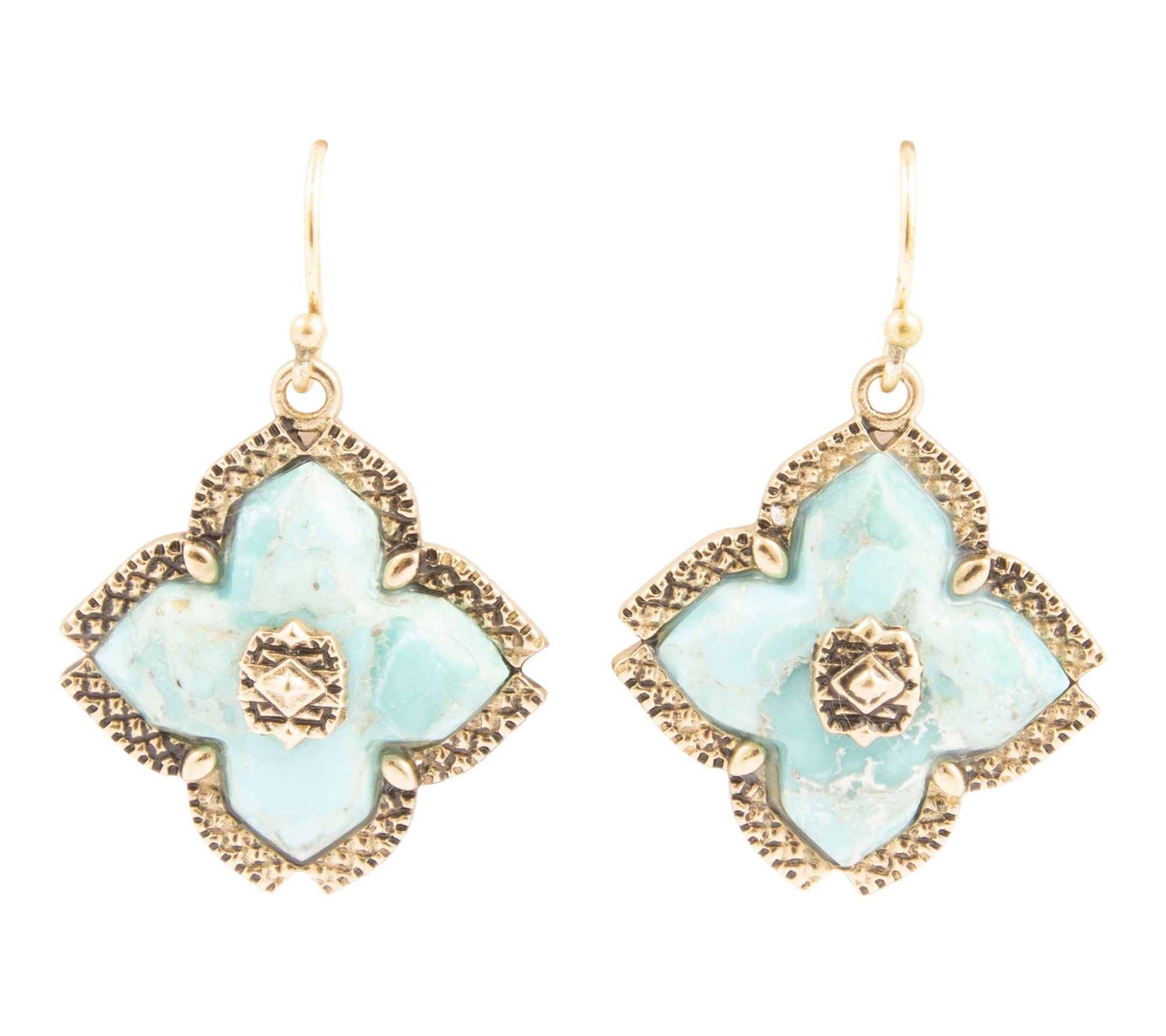 Barse Artisan Crafted Turquoise Maltese Cross Earrings