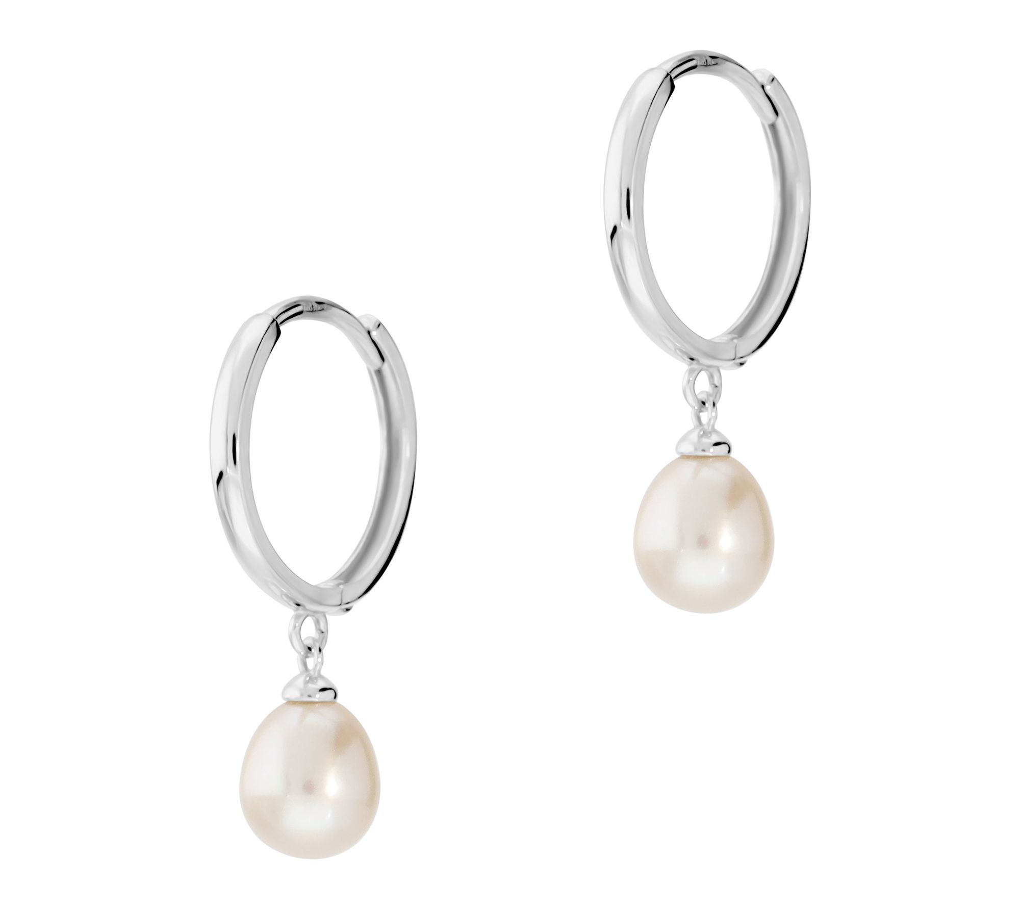 Honora 14K White Gold Cultured Pearl Hoop Earrings