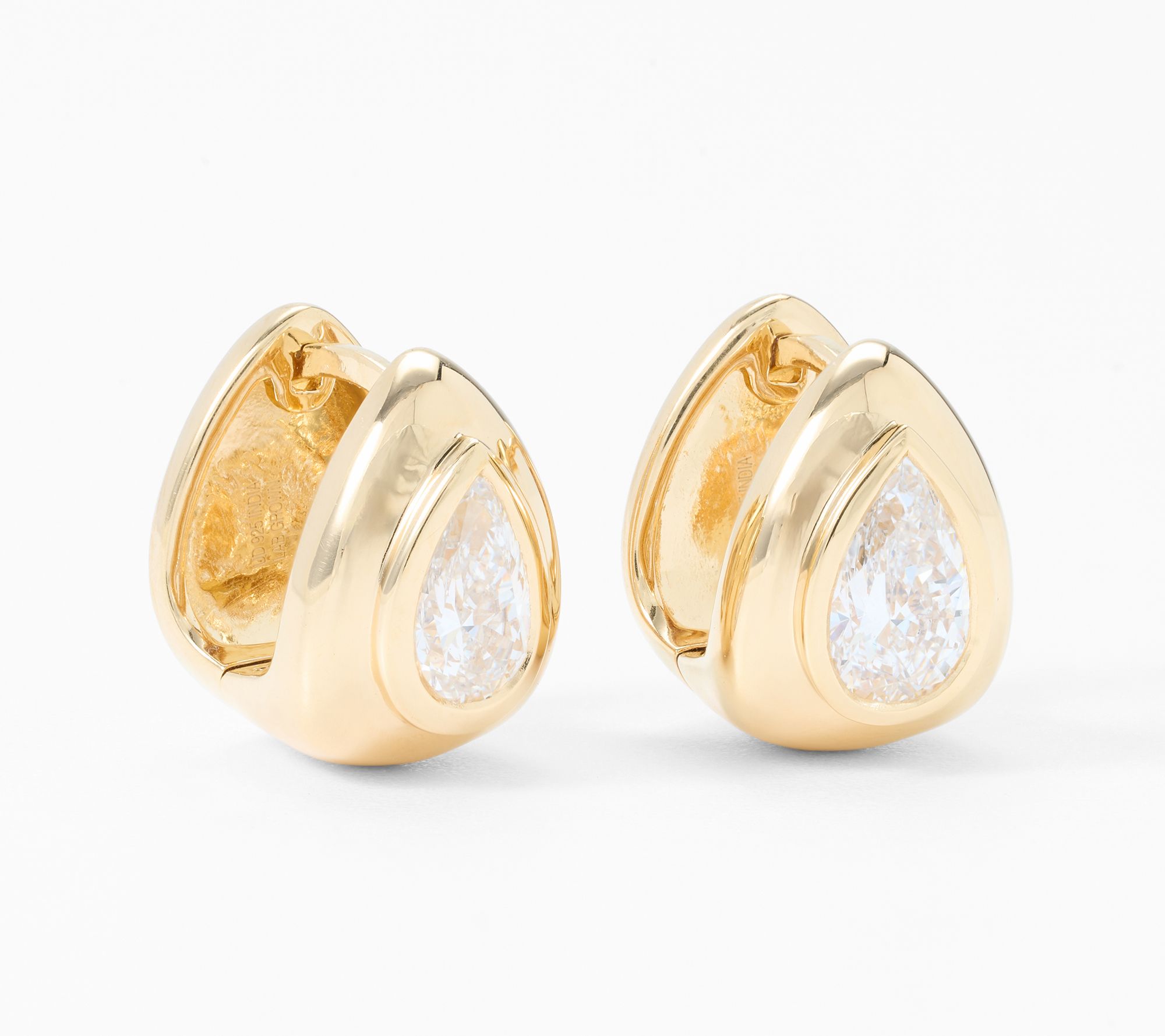 Fire Light Lab Grown Diamonds 2 cttw Pear Huggie Earring, Sterling