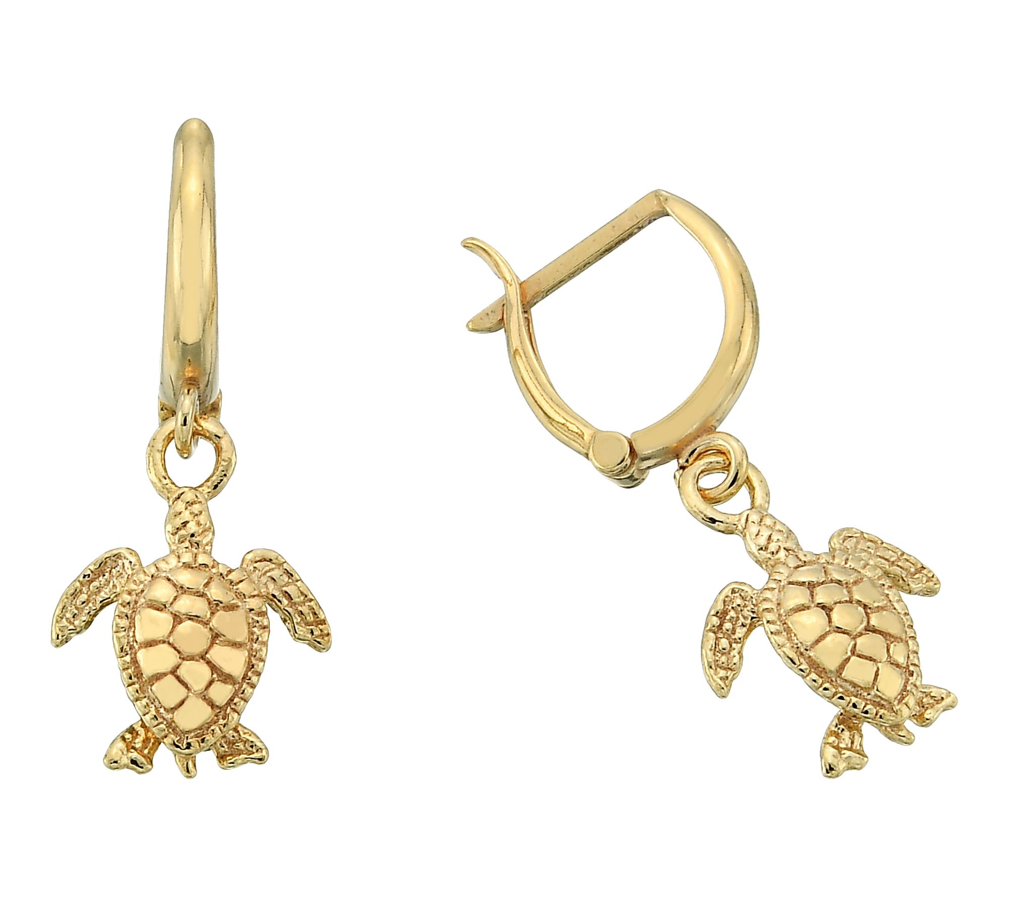 Silver Style Turtle Charm Hoop Earrings, Sterling