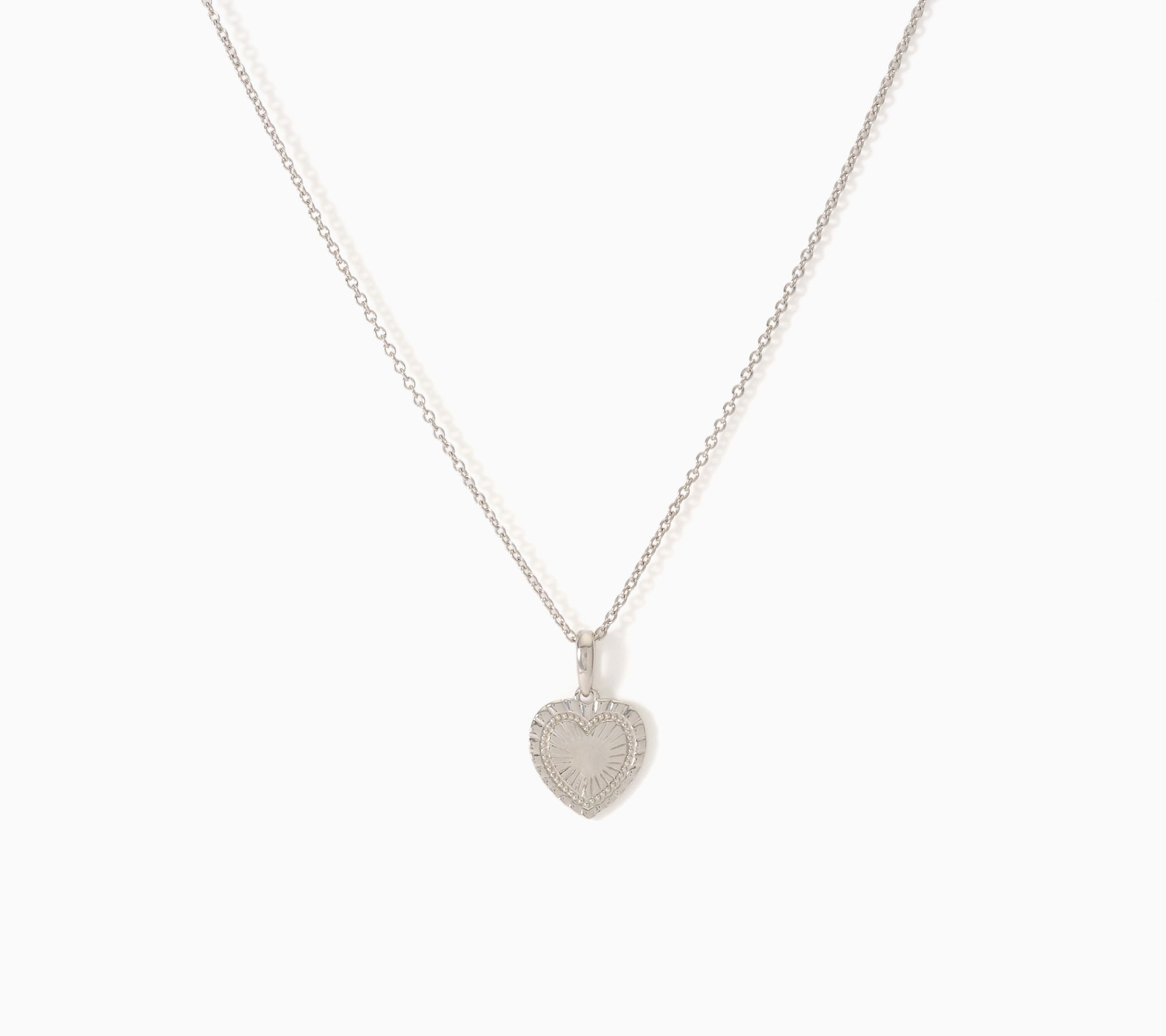 Silver Style Texture Heart Pendant Necklace