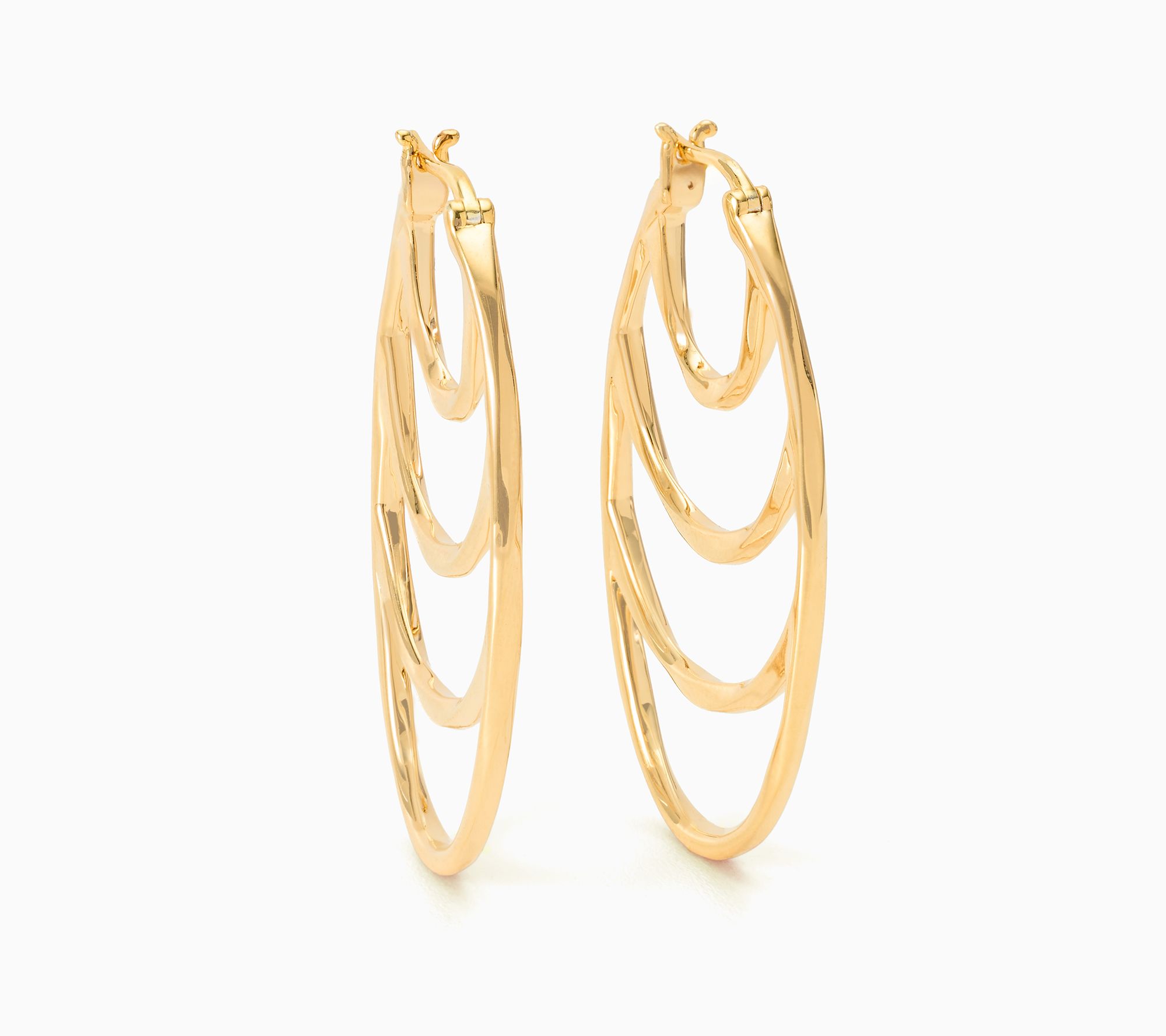 Christian James by Scott Grimes Plated 1-1/2" Multi Ripple Oval Earrings