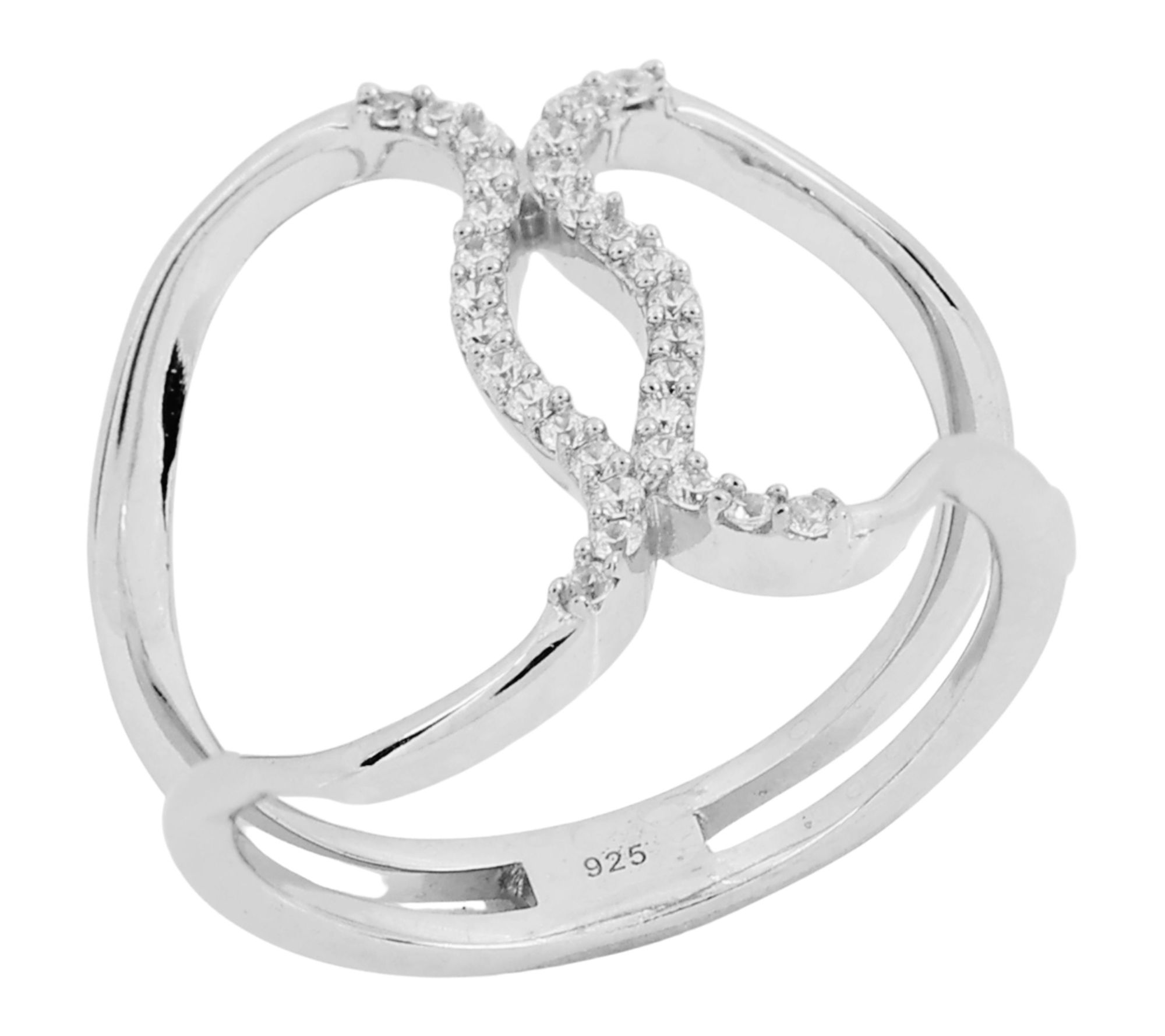 Diamonique Pave Interlocked Ring, Sterling Silver