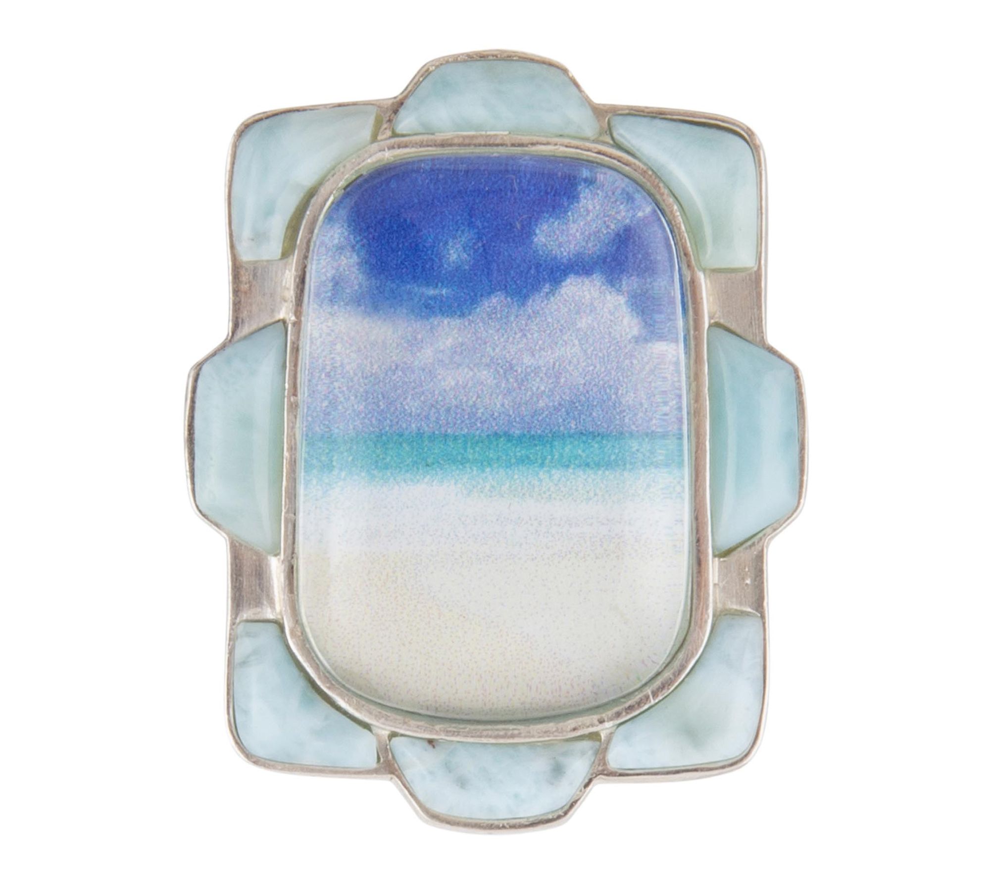 Barse Artisan Crafted Scenic Beach Larimar Ring