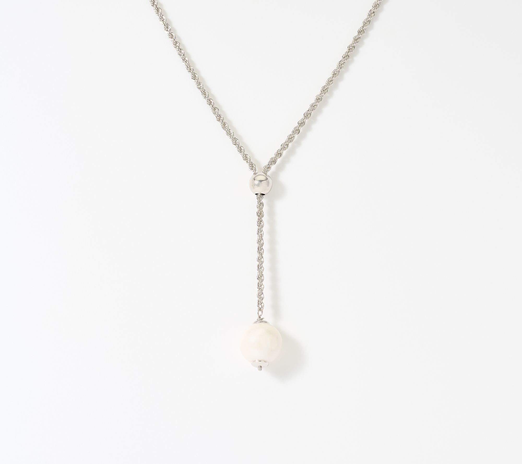 Honora Bronze Cultured Pearl Ming Y-Drop Design Rope Chain Necklace