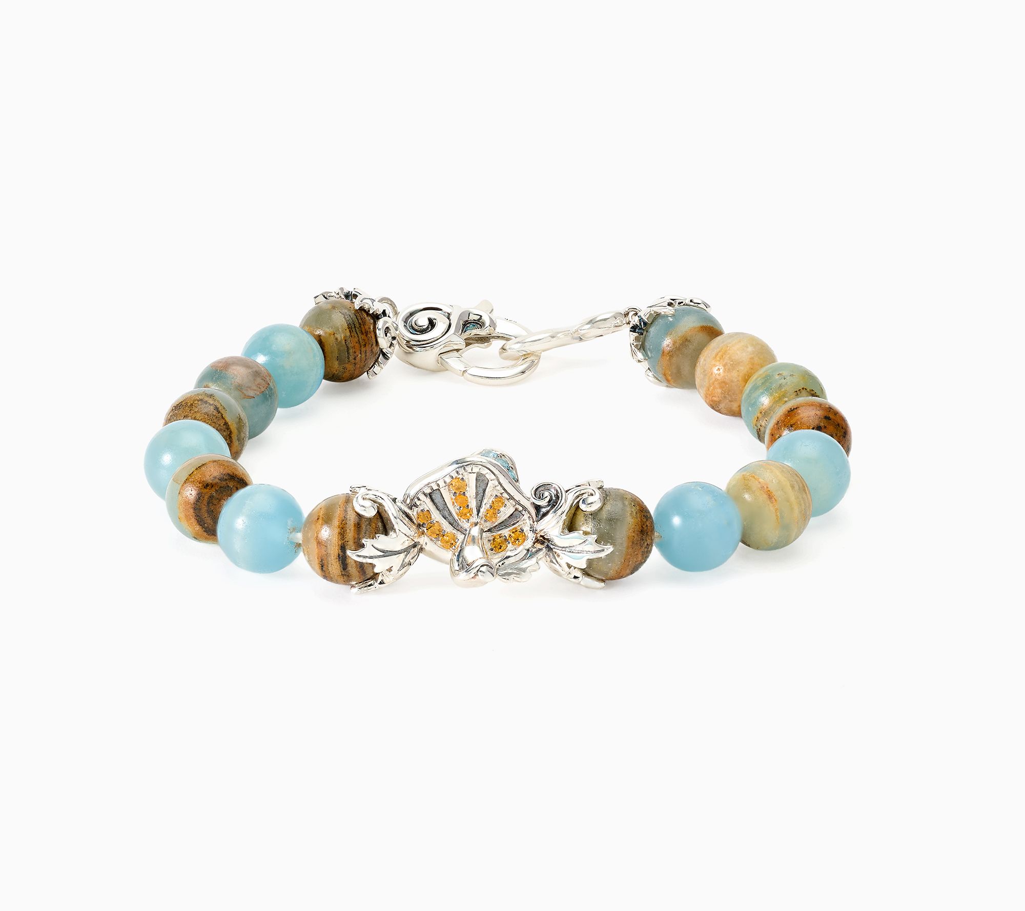 Third Person Sterling Silver Gemstone Bead Mushroom Bracelet