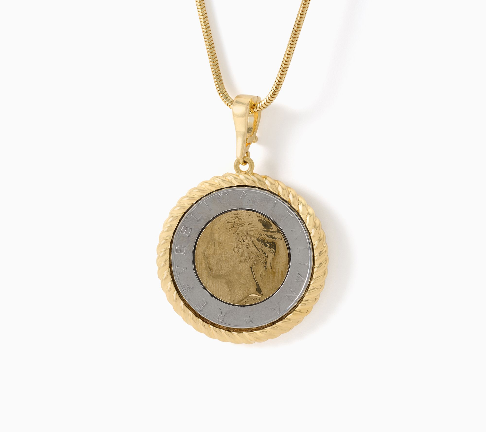 David Markstein Bronze 500 Lira Coin Necklace with Adjustable Chain