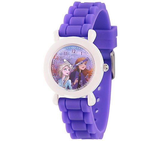 Disney Frozen 2 Girls' Elsa & Anna Purple Silicone Watch