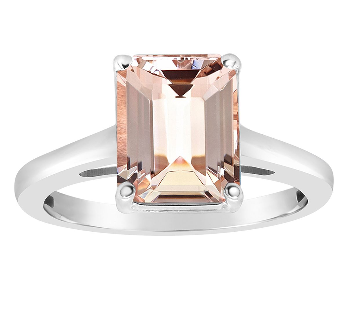 14K Gold Emerald Cut 2.70 cttw Morganite Gemstone Ring