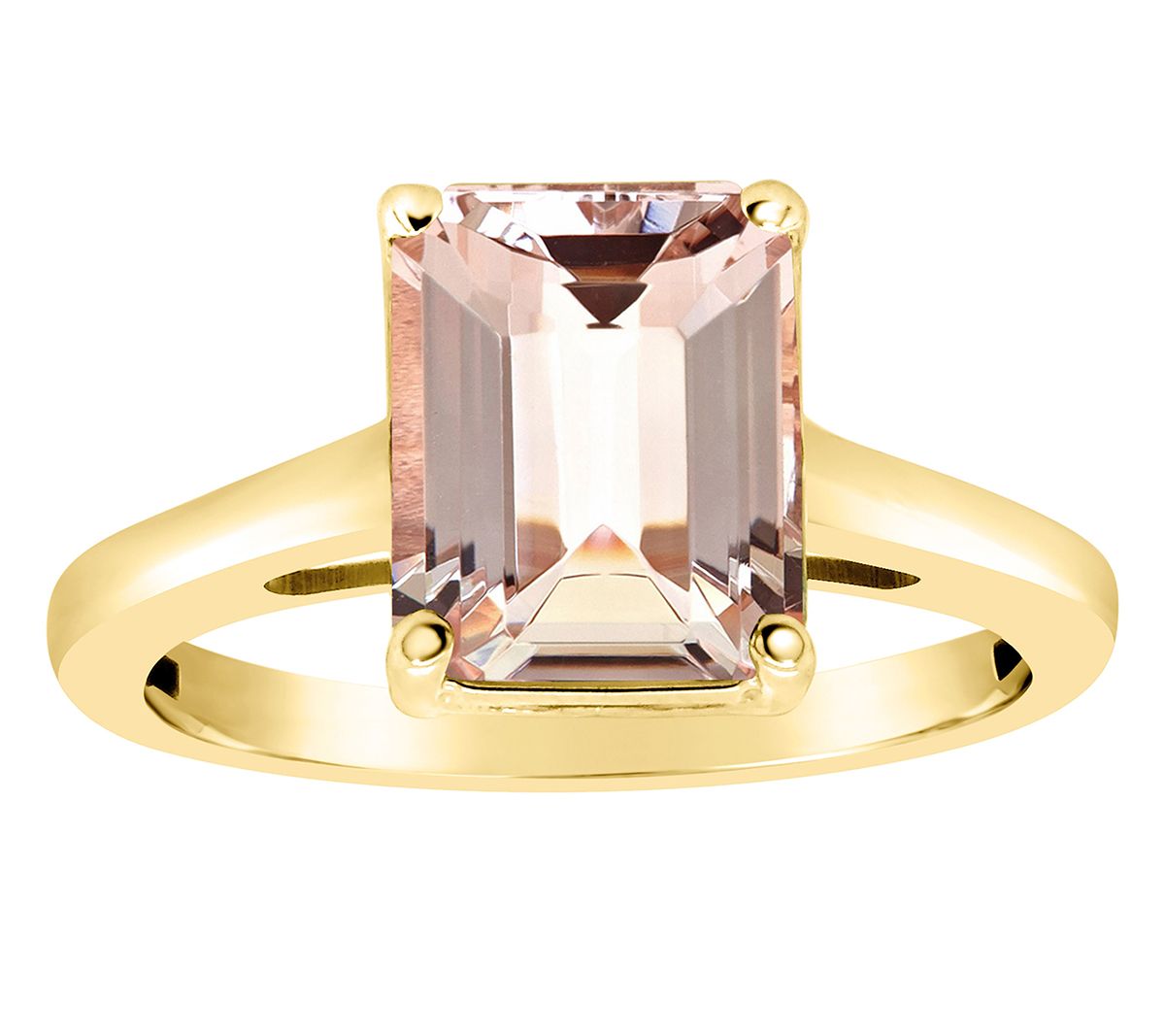 14K Gold Emerald Cut 2.70 cttw Morganite Gemstone Ring