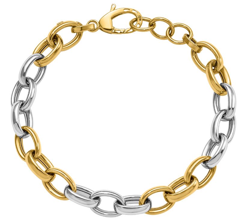 Italian Gold Two-Tone Rolo Link Bracelet, 14K 9.2g - QVC.com