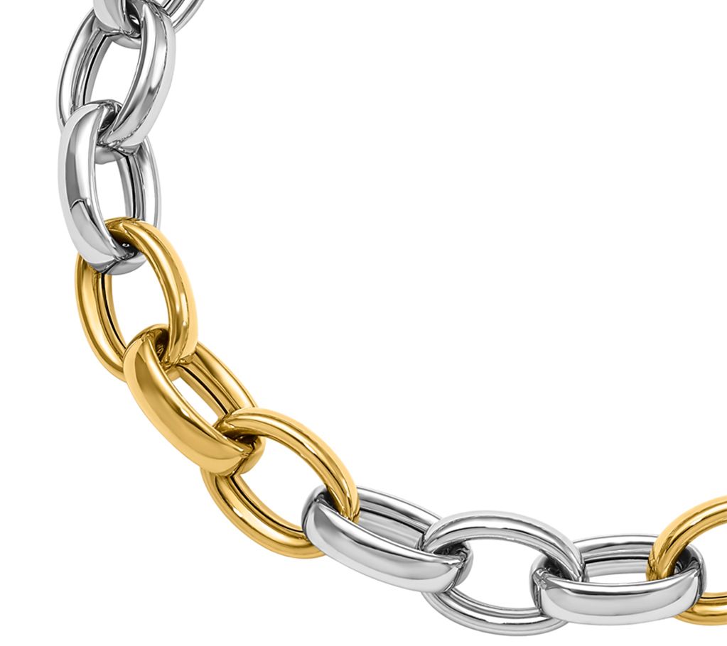 Italian Gold Two-Tone Rolo Link Bracelet, 14K 9.2g - QVC.com