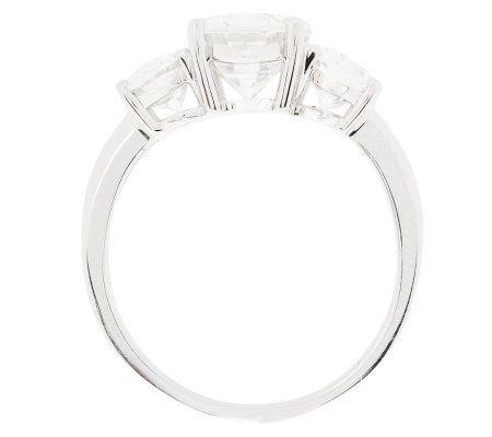 Epiphany Diamonique 100-Facet Oval 3-Stone Ring - QVC.com