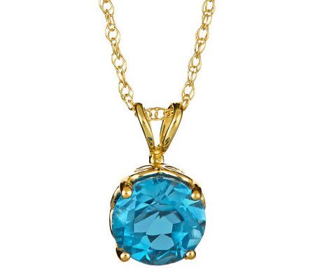 Choice of Birthstone 7.0mm Round Pendant with Chain, 14K Gold