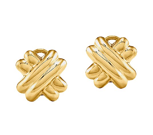 X Clip-on Stud Earrings, 14K Gold