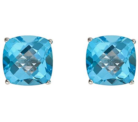 Gemstone Check-Top Cushion Stud Earrings, Sterling Silver — QVC.com