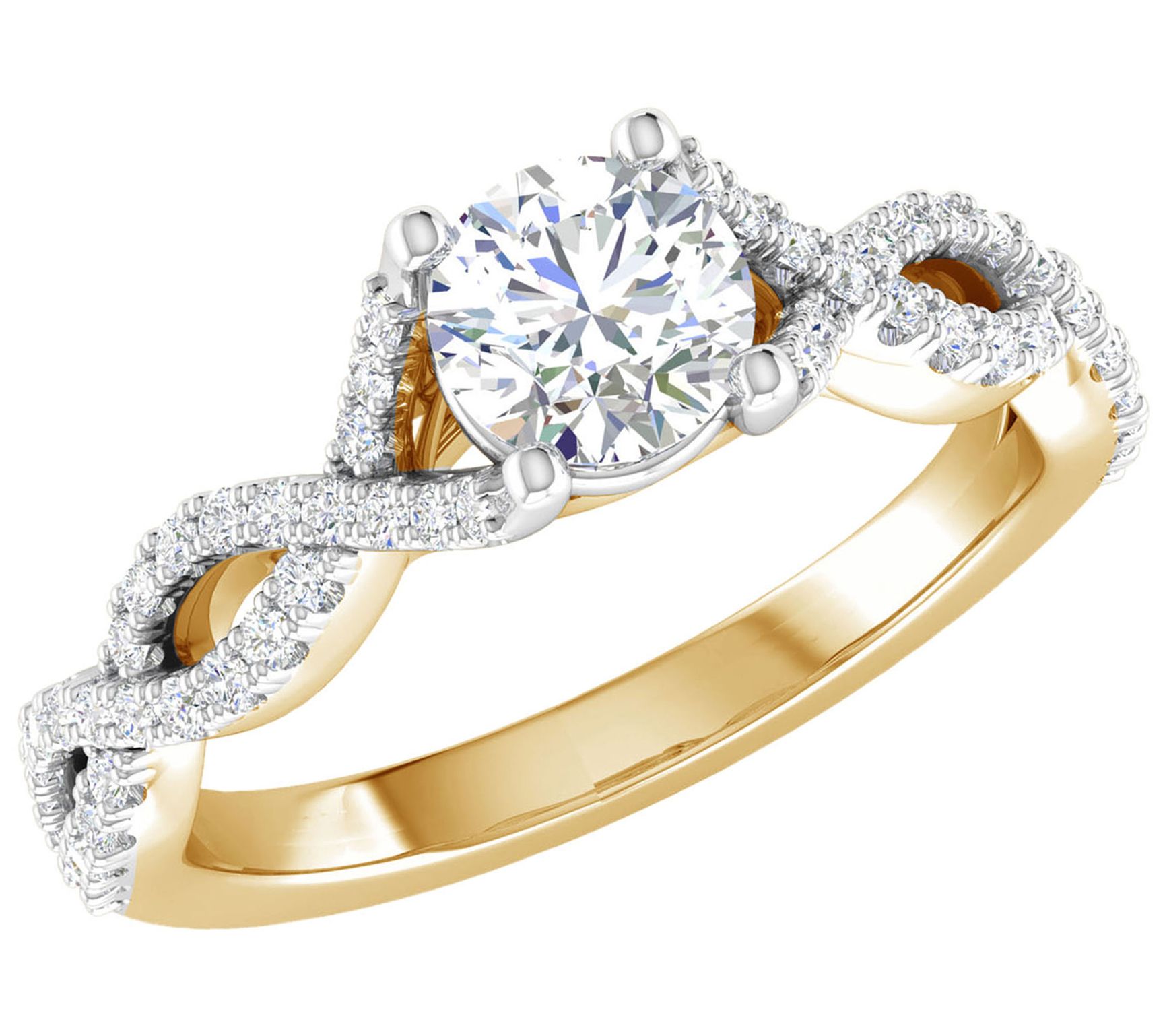 Diamonique 0.60 cttw 14K Gold Plated Sterling R ing