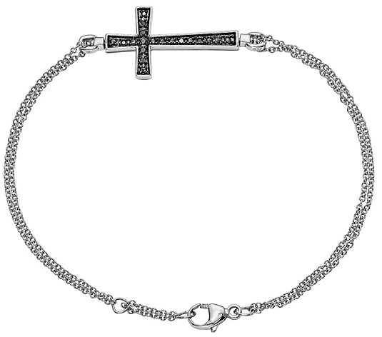 Diamond Cross Bracelet, Sterling, 1/10 ctt w, by Affinity