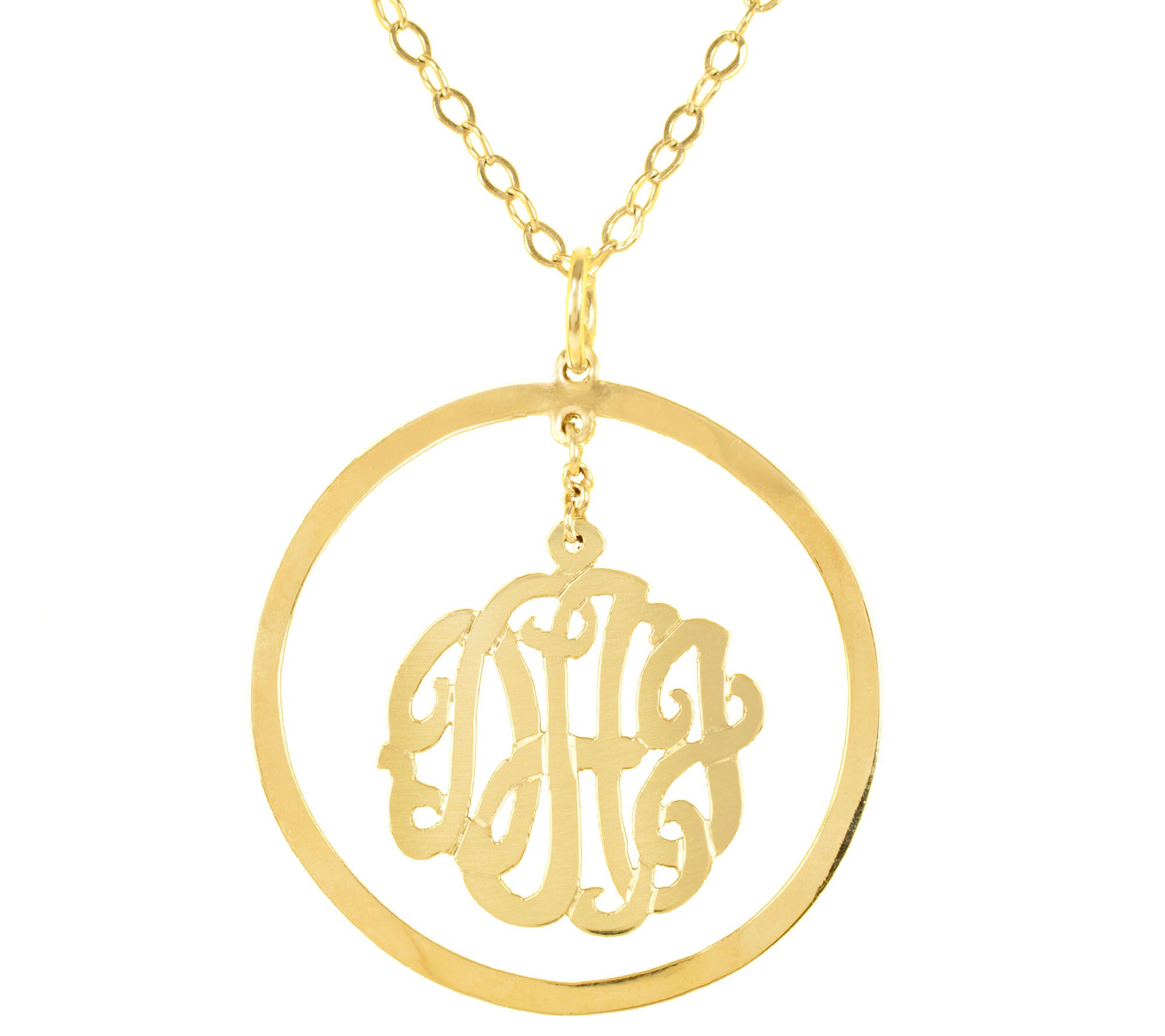 14K Plated Sterling Personalized Chandelier Mo ogram Necklace