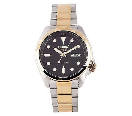 Seiko Men's Two-Tone Stainless Steel Black Dial Watch