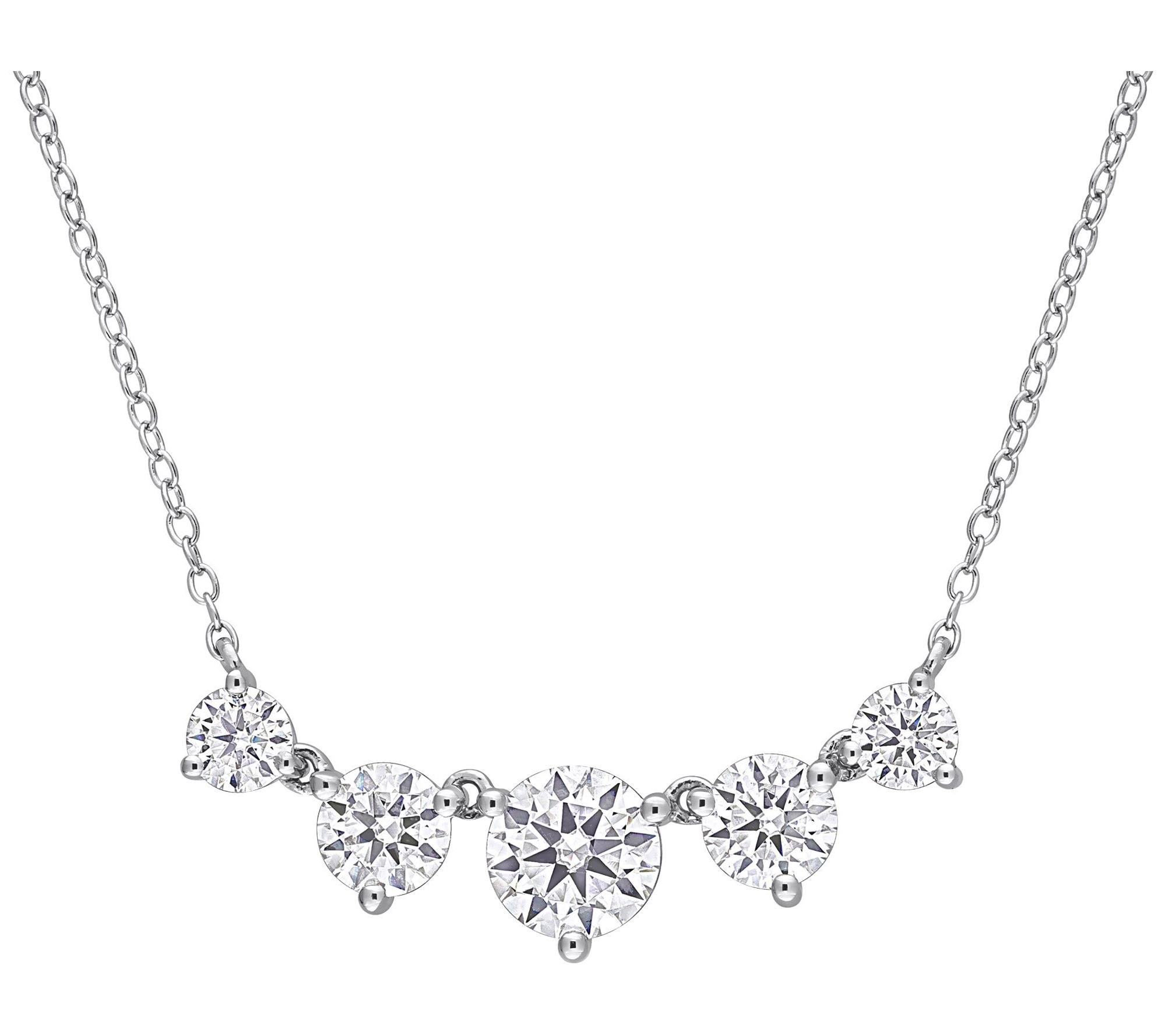 MoissanIce Moissanite 2.45 cttw 5-Stone Graduated Necklace