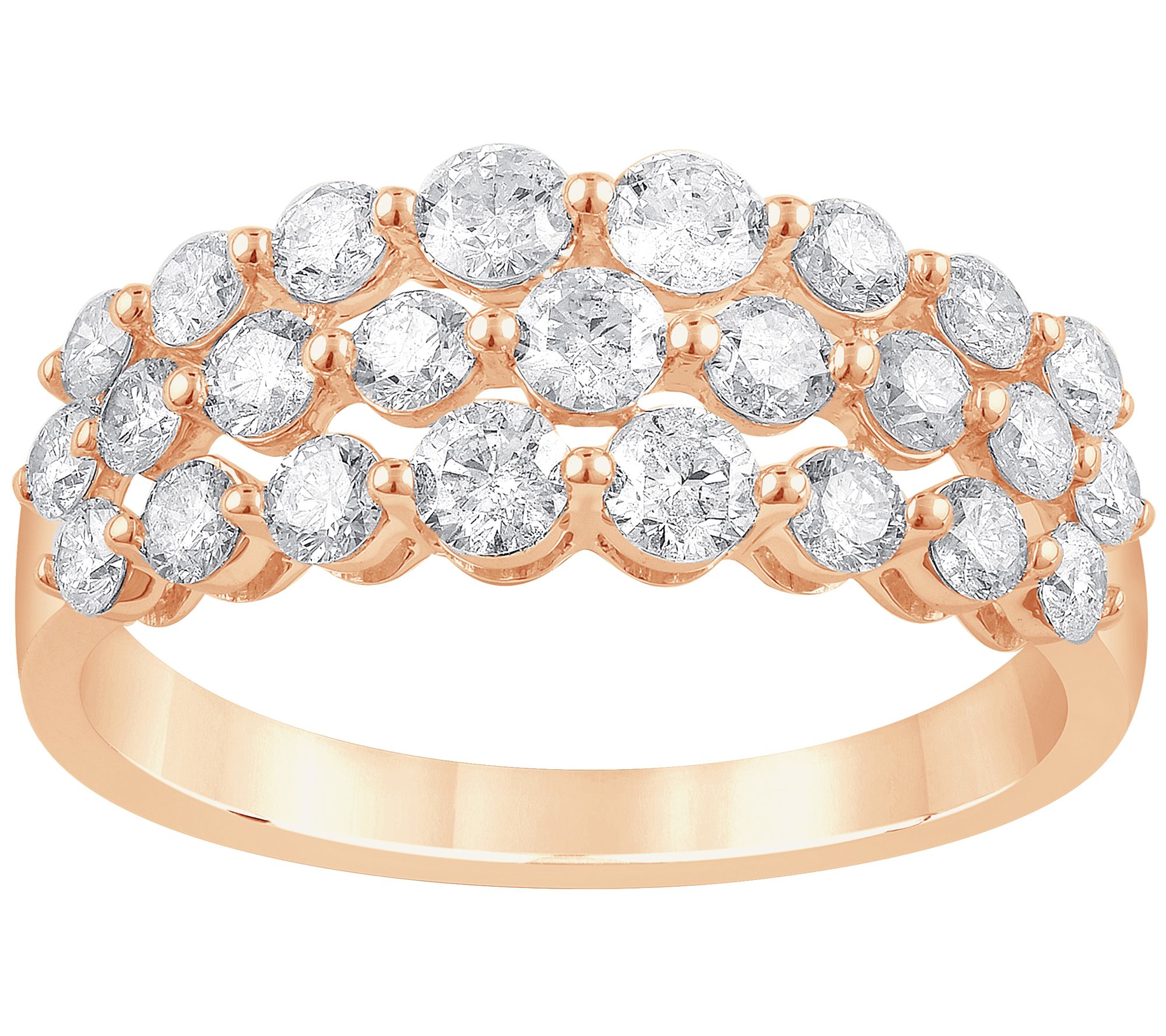 Affinity Diamond 1.50 cttw Triple Row Band Ring, 14K Gold