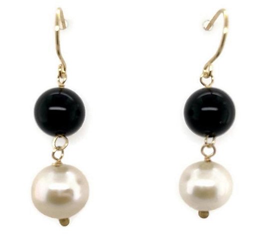 Alkeme 10K Gold Black Onyx & Cultured Pearl Earrings
