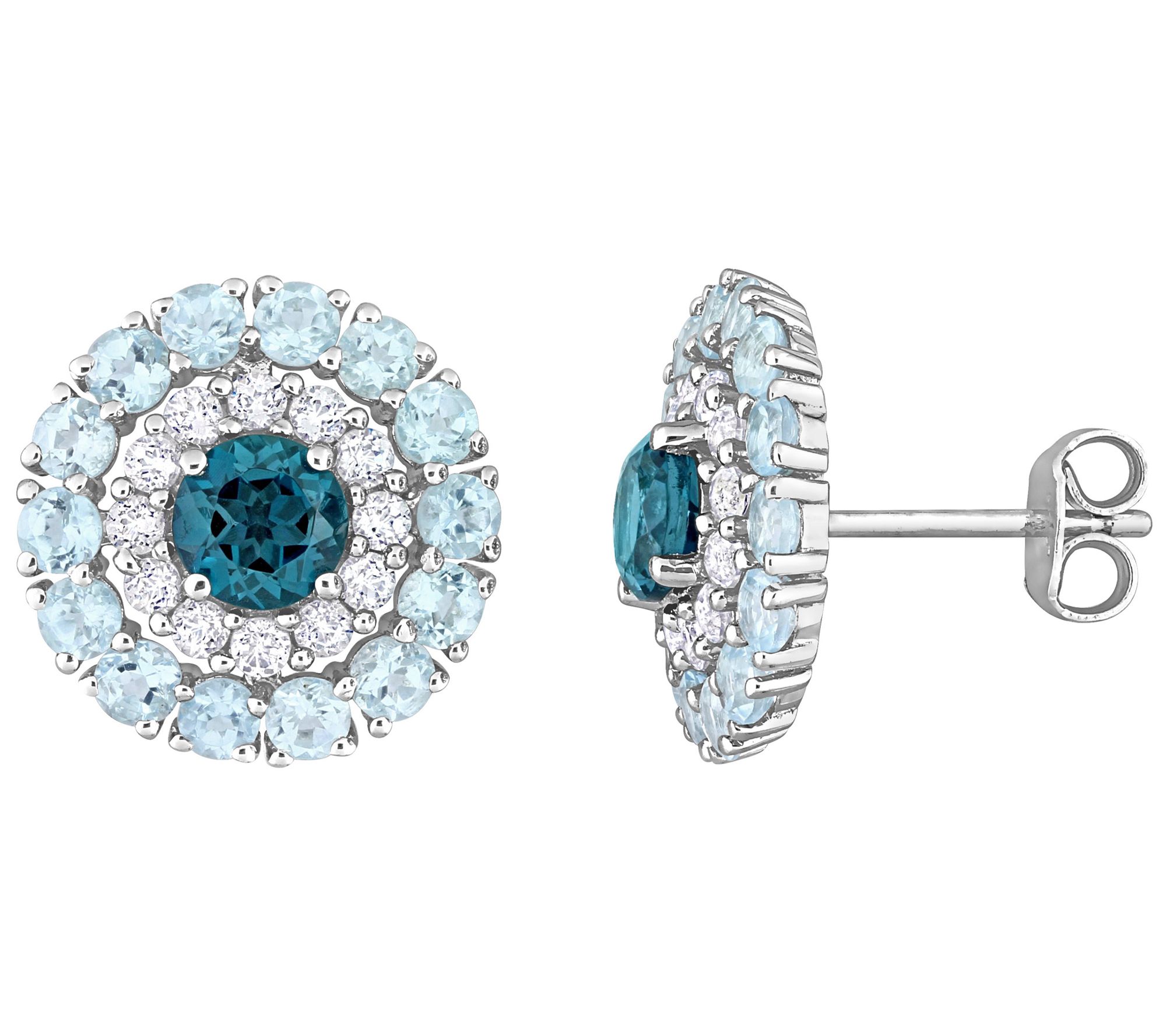 Affinity Gems 4.25 cttw Blue & White Topaz Earr ings, Silver