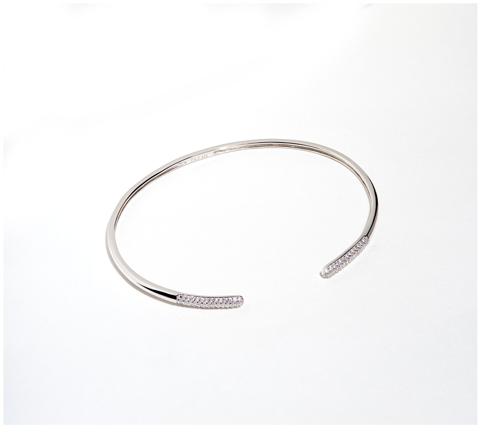 Diamonique Slim Open Bangle, 18K Gold Clad