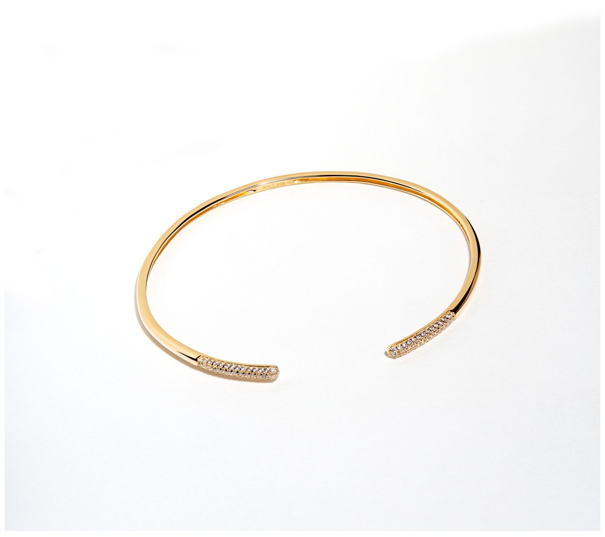 Diamonique Slim Open Bangle, 18K Gold Clad